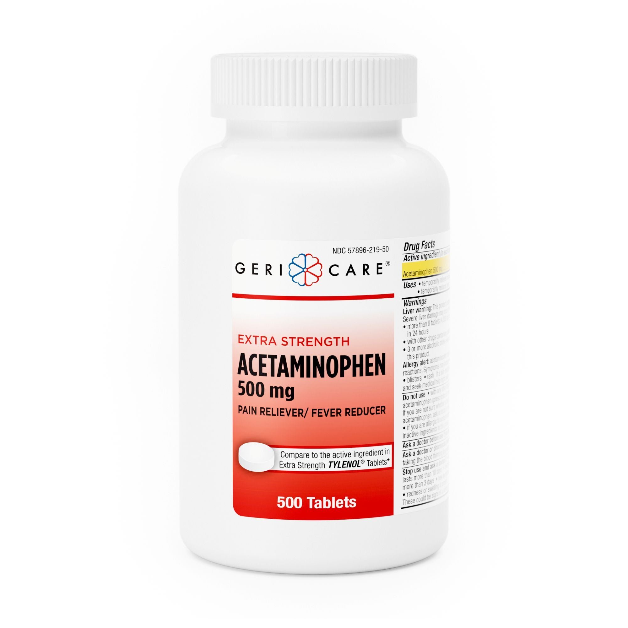 Geri-Care - 201-50-GCP Pain Relief Geri-Care® 500 mg Strength Acetaminophen Tablet 500 per Bottle