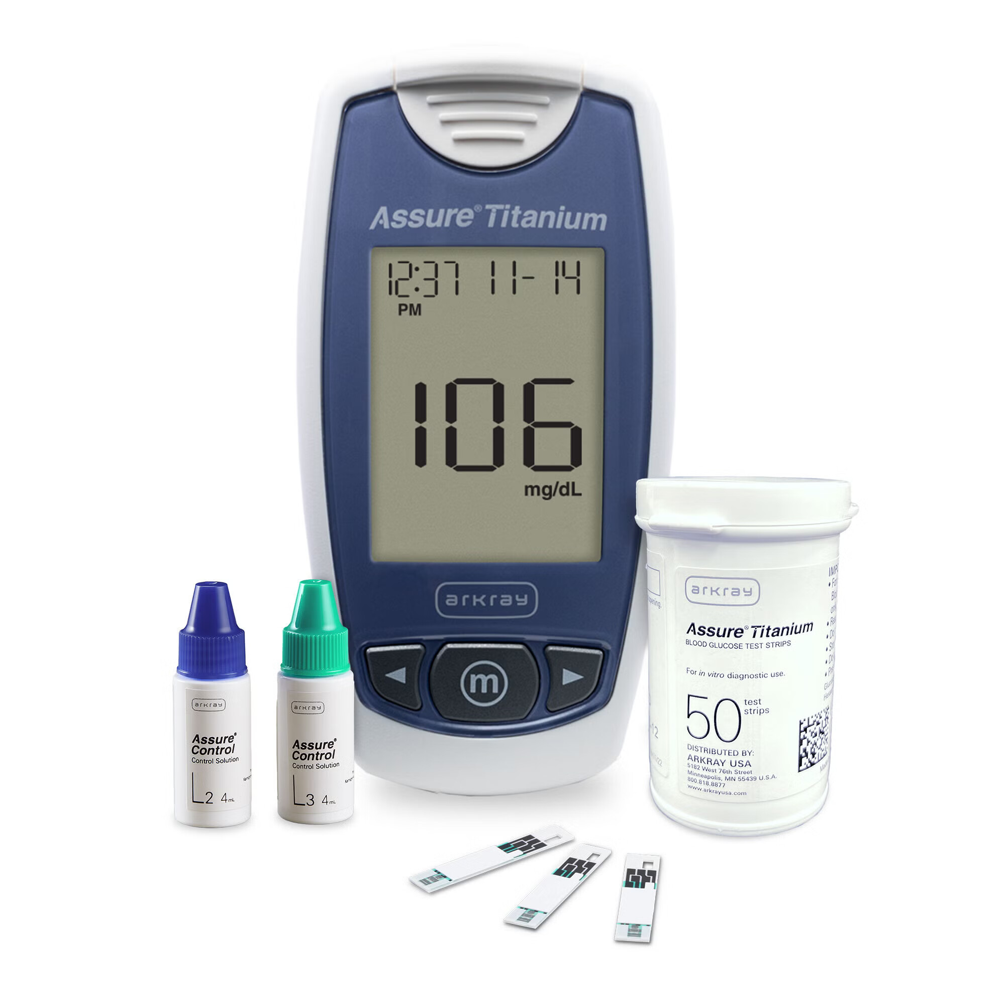 Arkray USA - 600001 Blood Glucose Meter Assure® Titanium 7 Second Results Stores up to 1000 Results Requires Coding