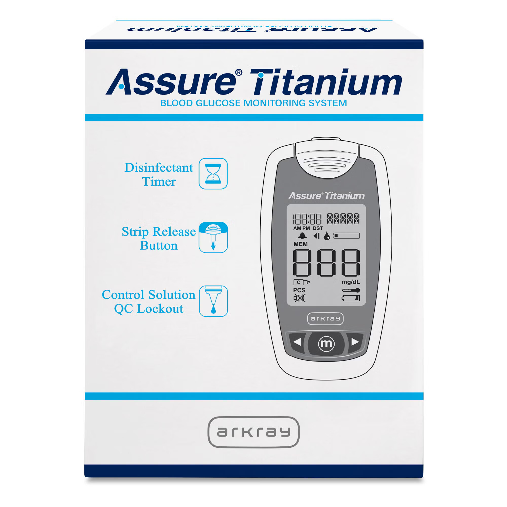 Arkray USA - 600001 Blood Glucose Meter Assure® Titanium 7 Second Results Stores up to 1000 Results Requires Coding