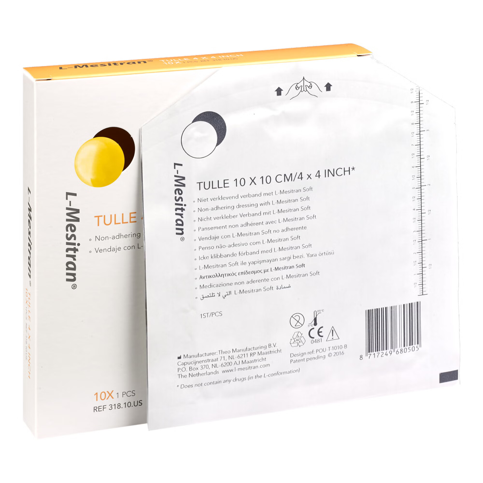 McKesson Brand - 108522TH Honey Wound and Burn Dressing L-Mesitran® Square 4 X 4 Inch Sheet Sterile Without Adhesive