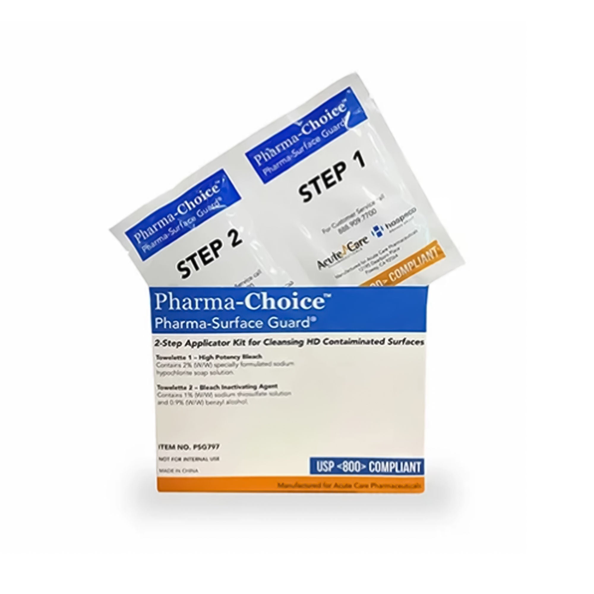 Acute Care Pharmaceuticals - PSG797 Surface Disinfectant Cleaner Kit Pharma-Surface Guard® Premoistened Cleanroom Manual Pull Wipe 15 Count Individual Packet Alcohol Scent NonSterile