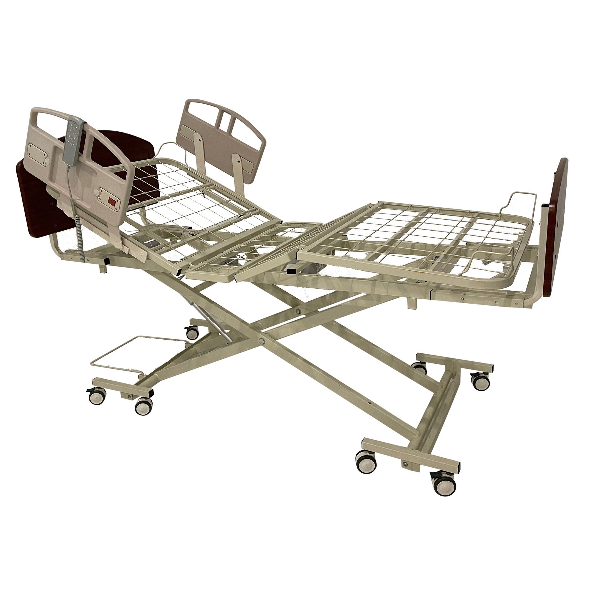 N.O.A. Medical Industries - 1001004GRY-T Electric Bed Elite EX™ Long Term Care 80 Inch Length Ribbed Steel Deck 8 Functions 7 to 30 Inch Deck Height
