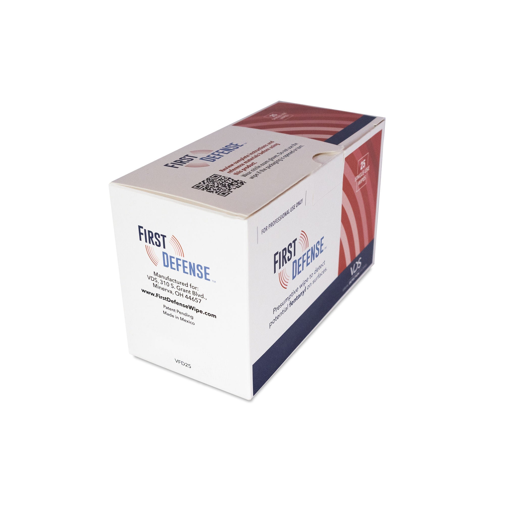 Visual Detection Systems LLC - VFD25 Drug Identification Test Kit First Defense™ Presumptive Fentanyl Test Wipe 25 Wipes Non-Regulated