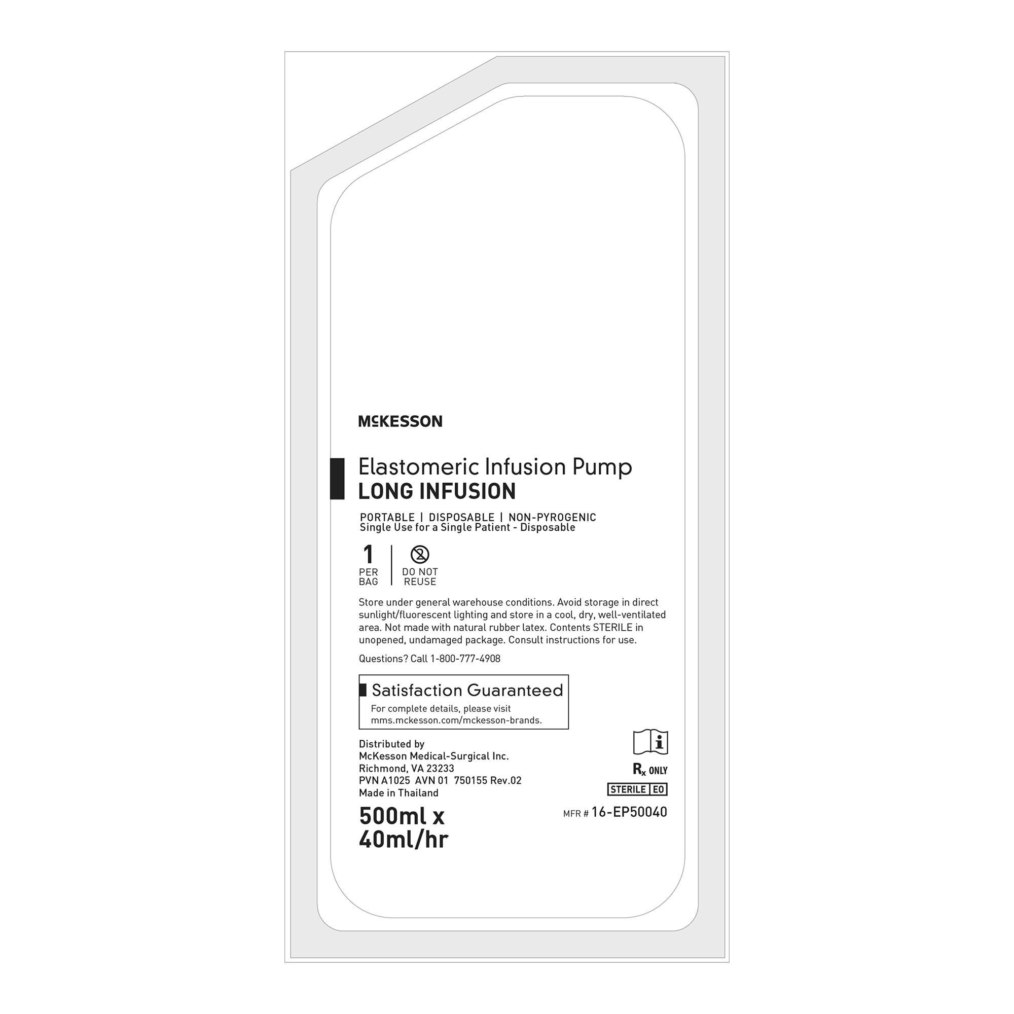 McKesson Brand - 16-EP50040 Elastomeric Pump McKesson 500 mL Volume 40 mL / Hr. Flow Rate