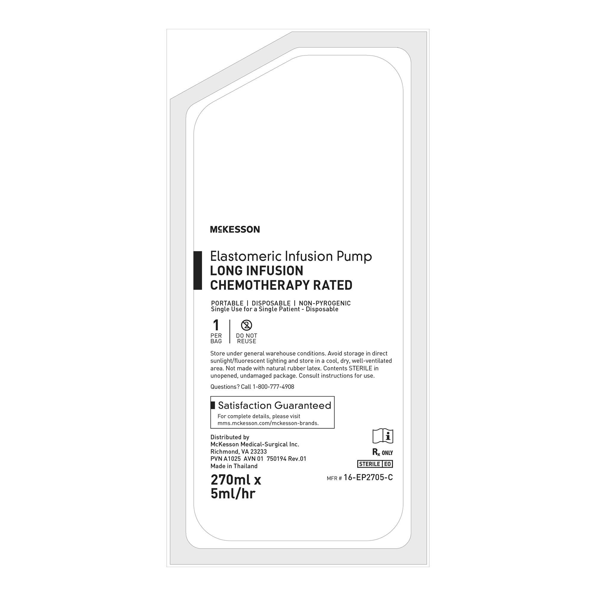 McKesson Brand - 16-EP2705-C Amber Elastomeric Pump McKesson 270 mL Volume 5 mL / Hr. Flow Rate