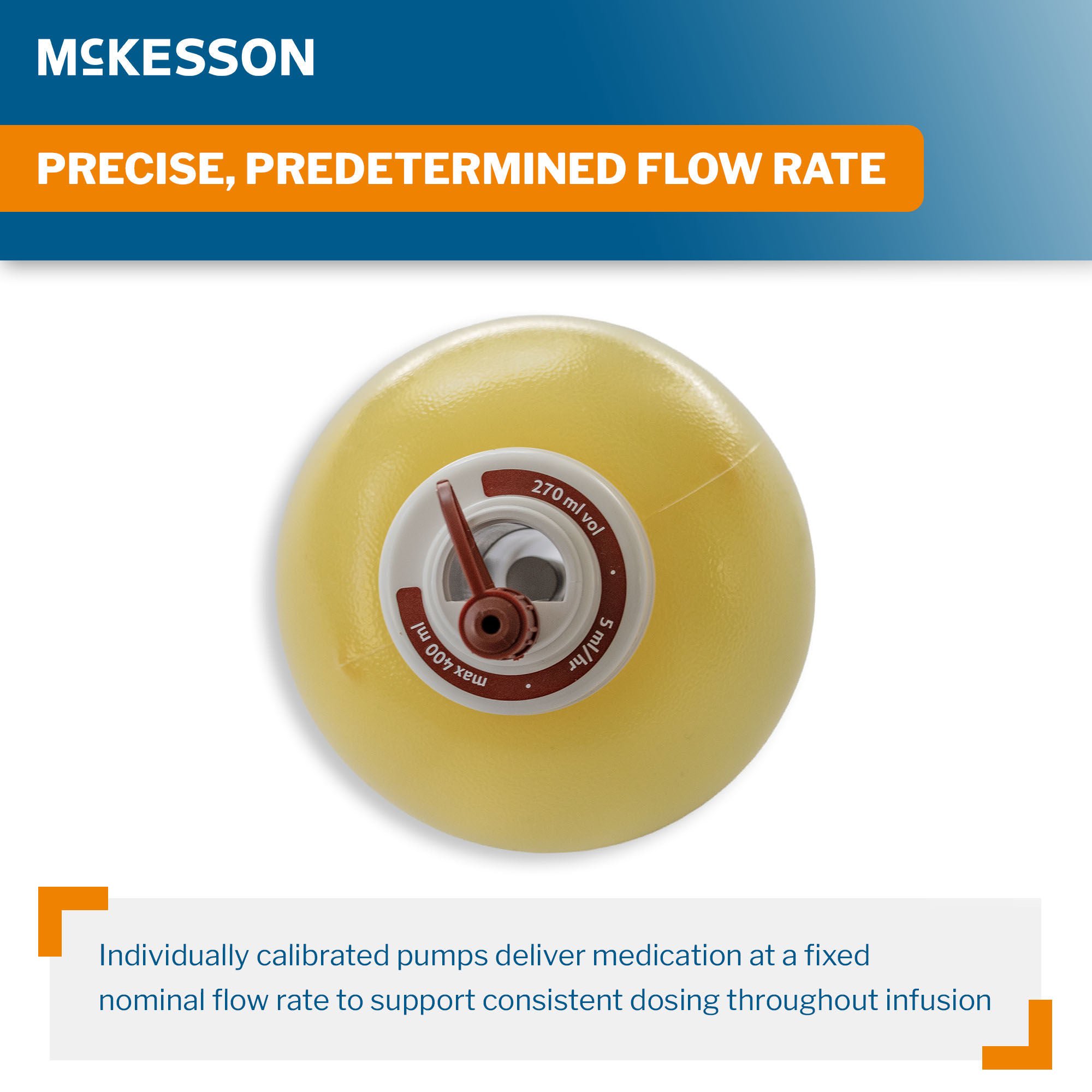 McKesson Brand - 16-EP2705-C Amber Elastomeric Pump McKesson 270 mL Volume 5 mL / Hr. Flow Rate