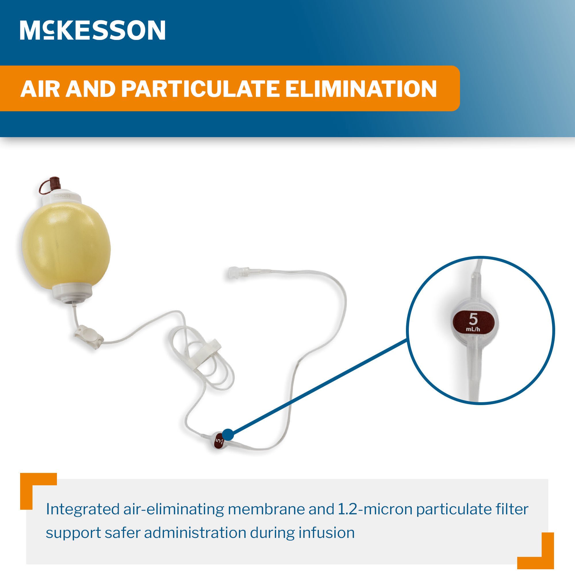 McKesson Brand - 16-EP2705-C Amber Elastomeric Pump McKesson 270 mL Volume 5 mL / Hr. Flow Rate