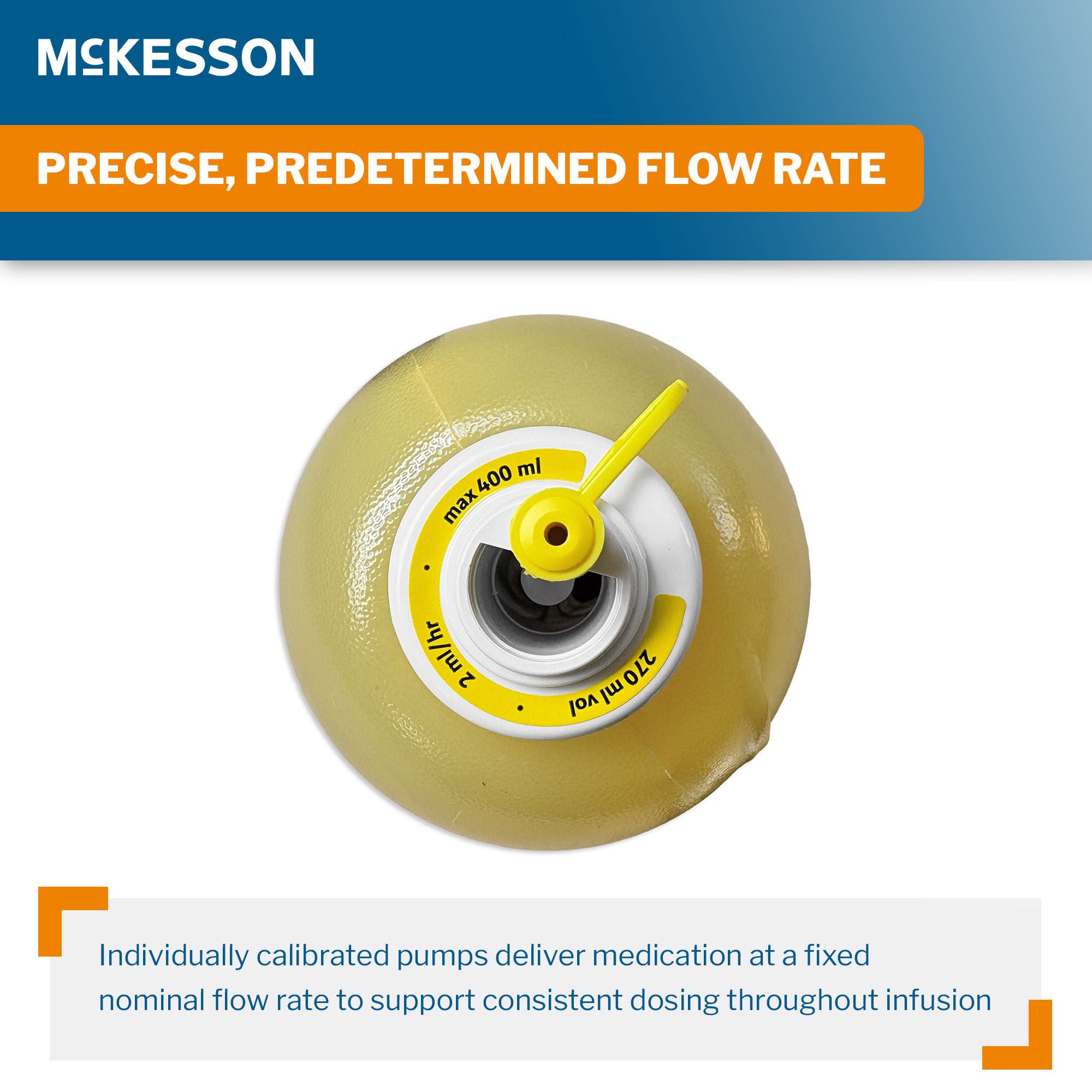 McKesson Brand - 16-EP2702-C Amber Elastomeric Pump McKesson 270 mL Volume 2 mL / Hr. Flow Rate
