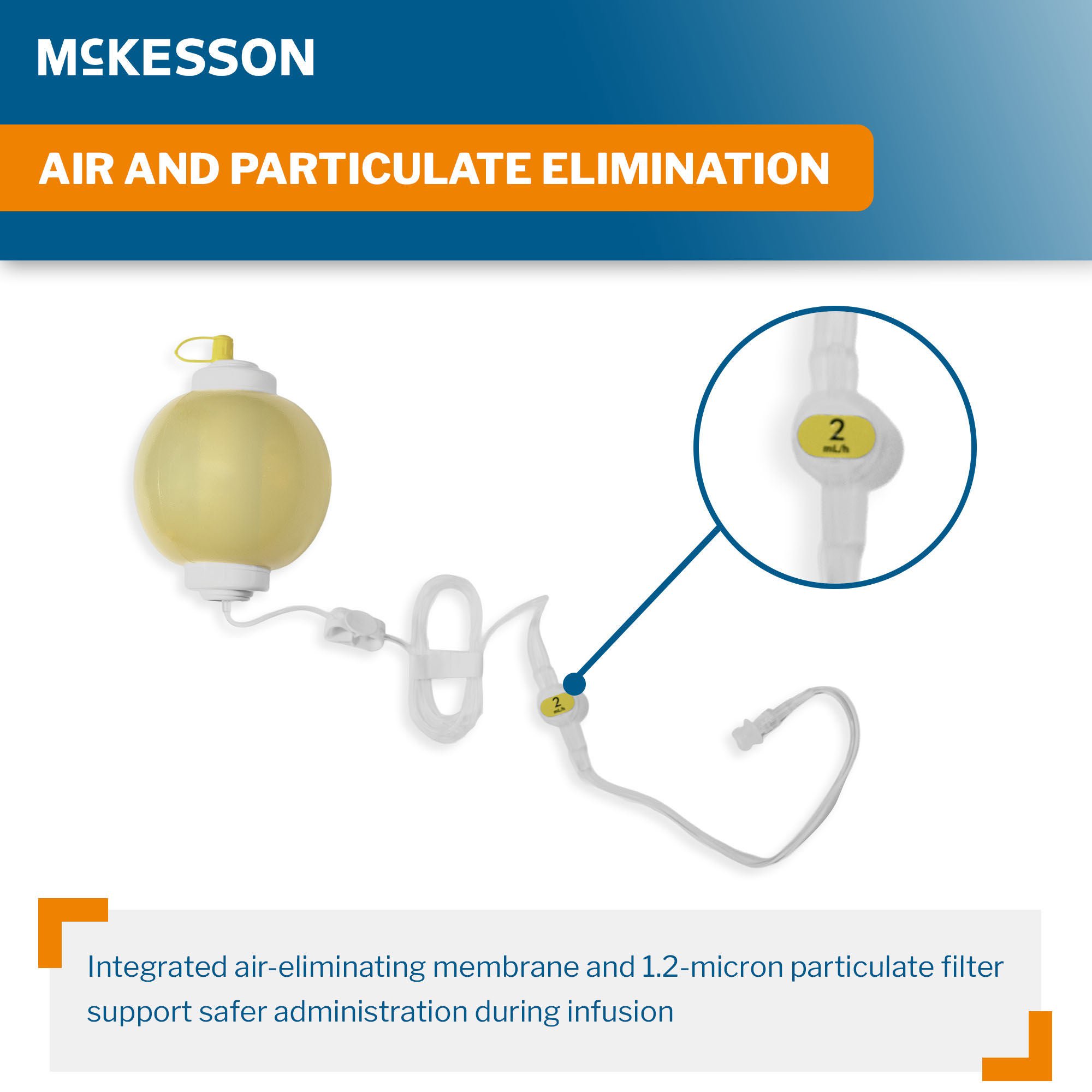 McKesson Brand - 16-EP2702-C Amber Elastomeric Pump McKesson 270 mL Volume 2 mL / Hr. Flow Rate