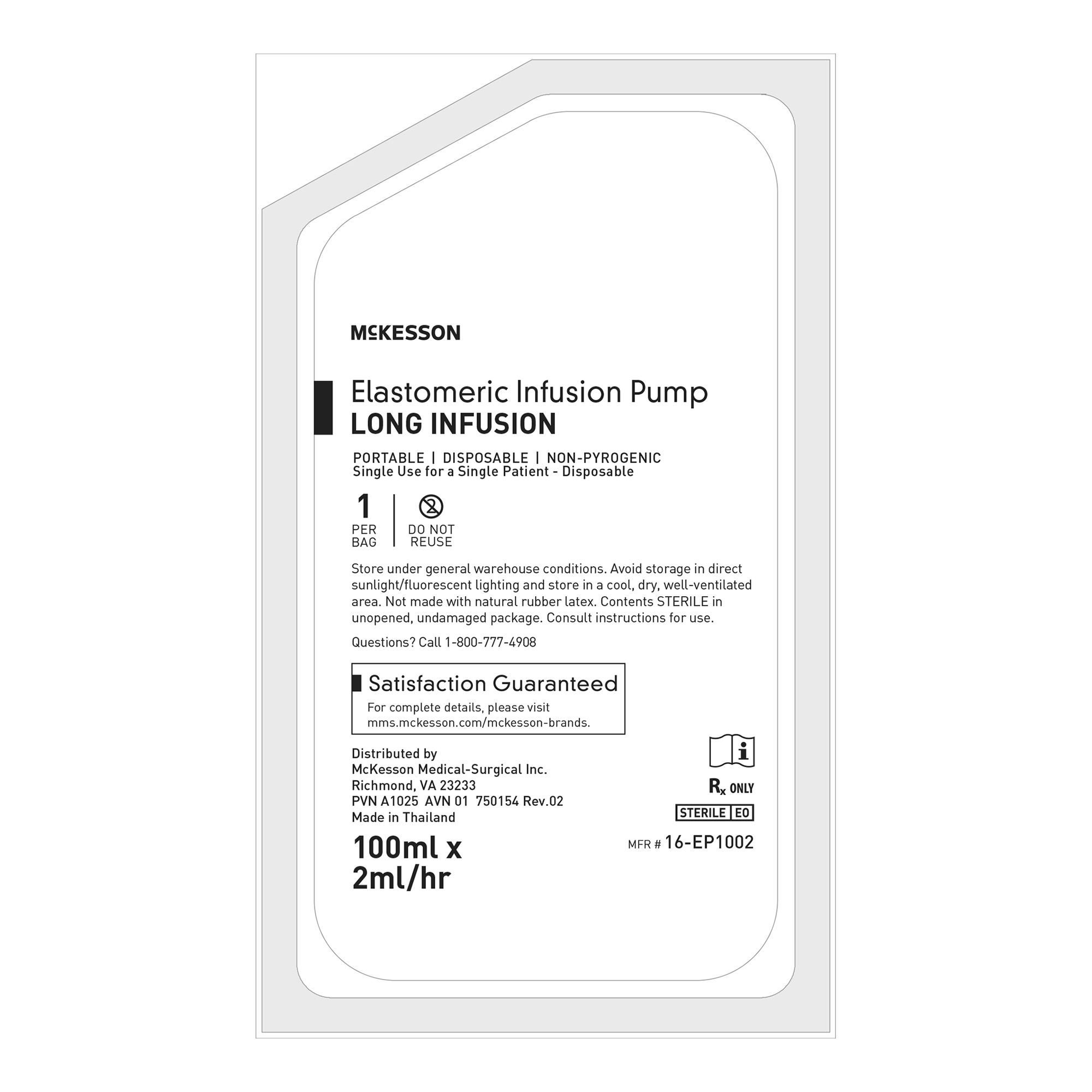 McKesson Brand - 16-EP1002 Elastomeric Pump McKesson 100 mL Volume 2 mL / Hr. Flow Rate