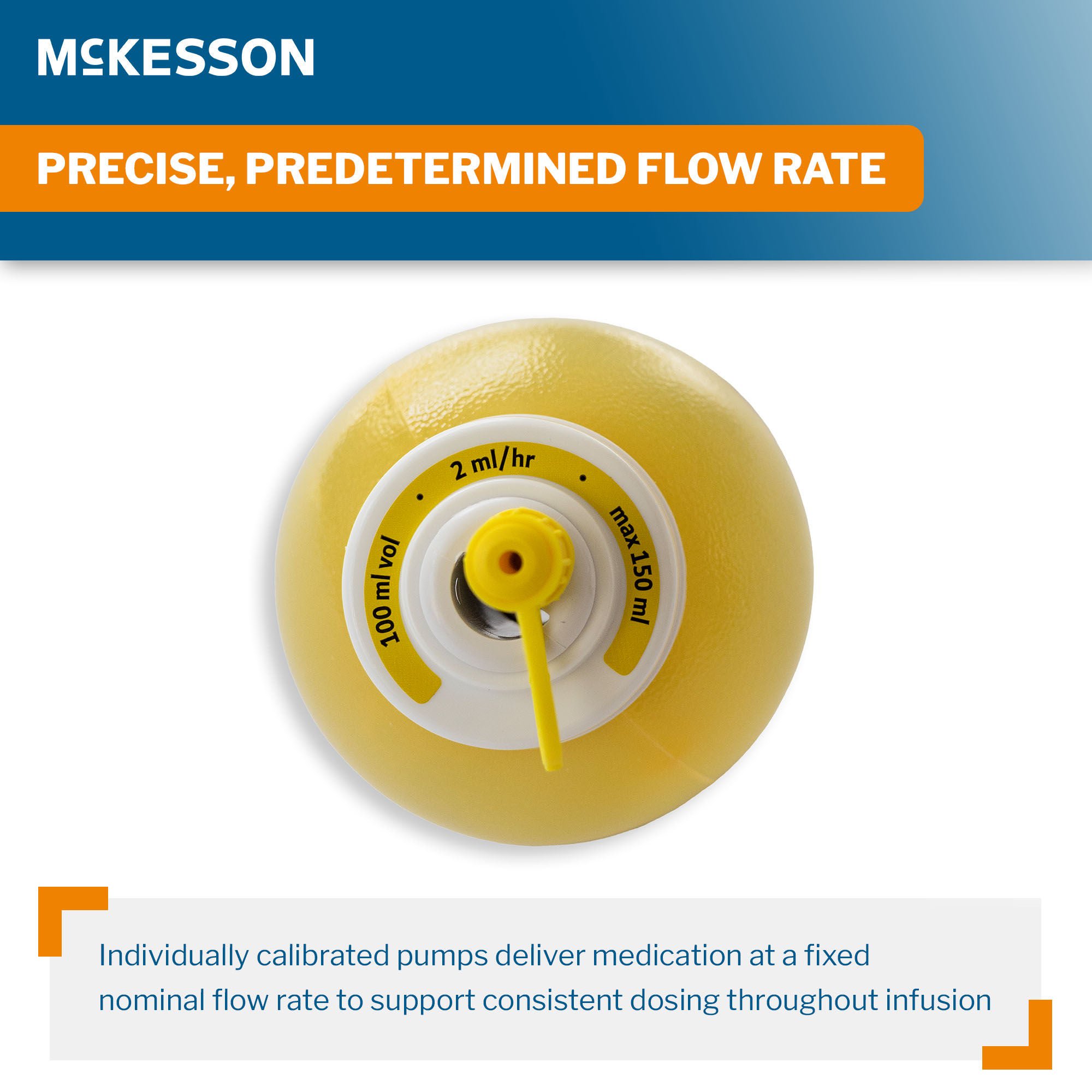 McKesson Brand - 16-EP1002-C Amber Elastomeric Pump McKesson 100 mL Volume 2 mL / Hr. Flow Rate