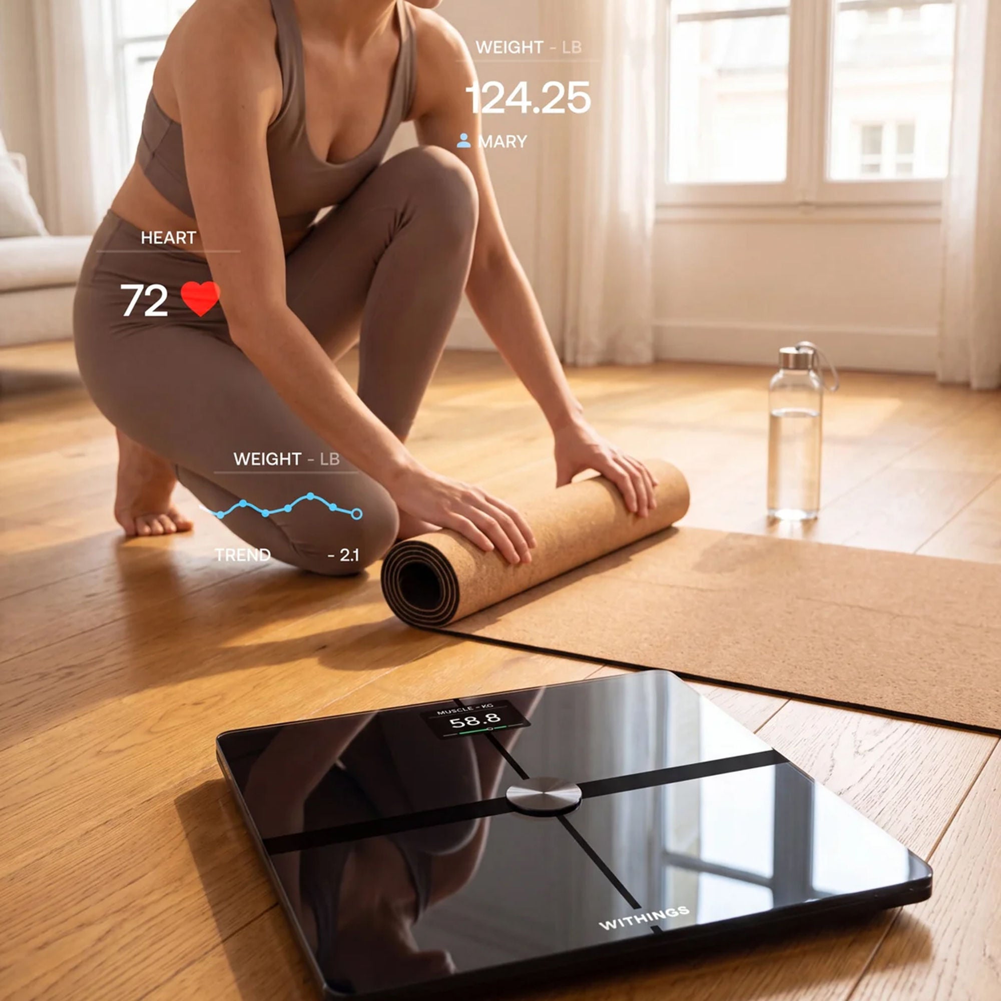 Withings Inc - WBS06-BLACK-ALL-INTER Floor Scale Withings® Body LCD Display Black Battery Operated