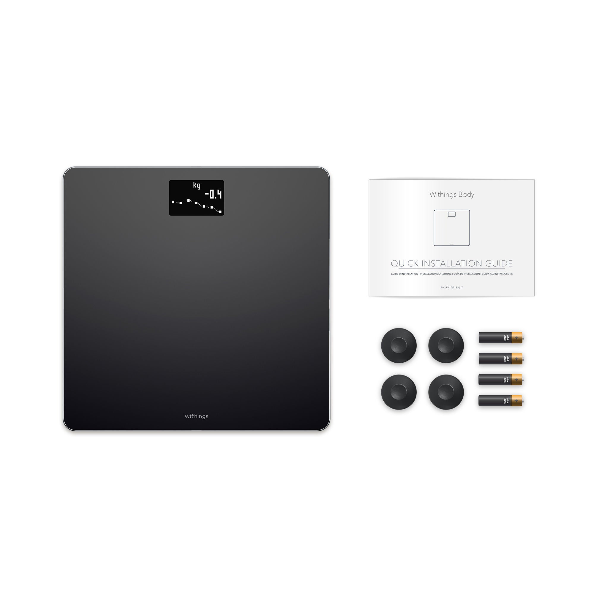 Withings Inc - WBS06-BLACK-ALL-INTER Floor Scale Withings® Body LCD Display Black Battery Operated