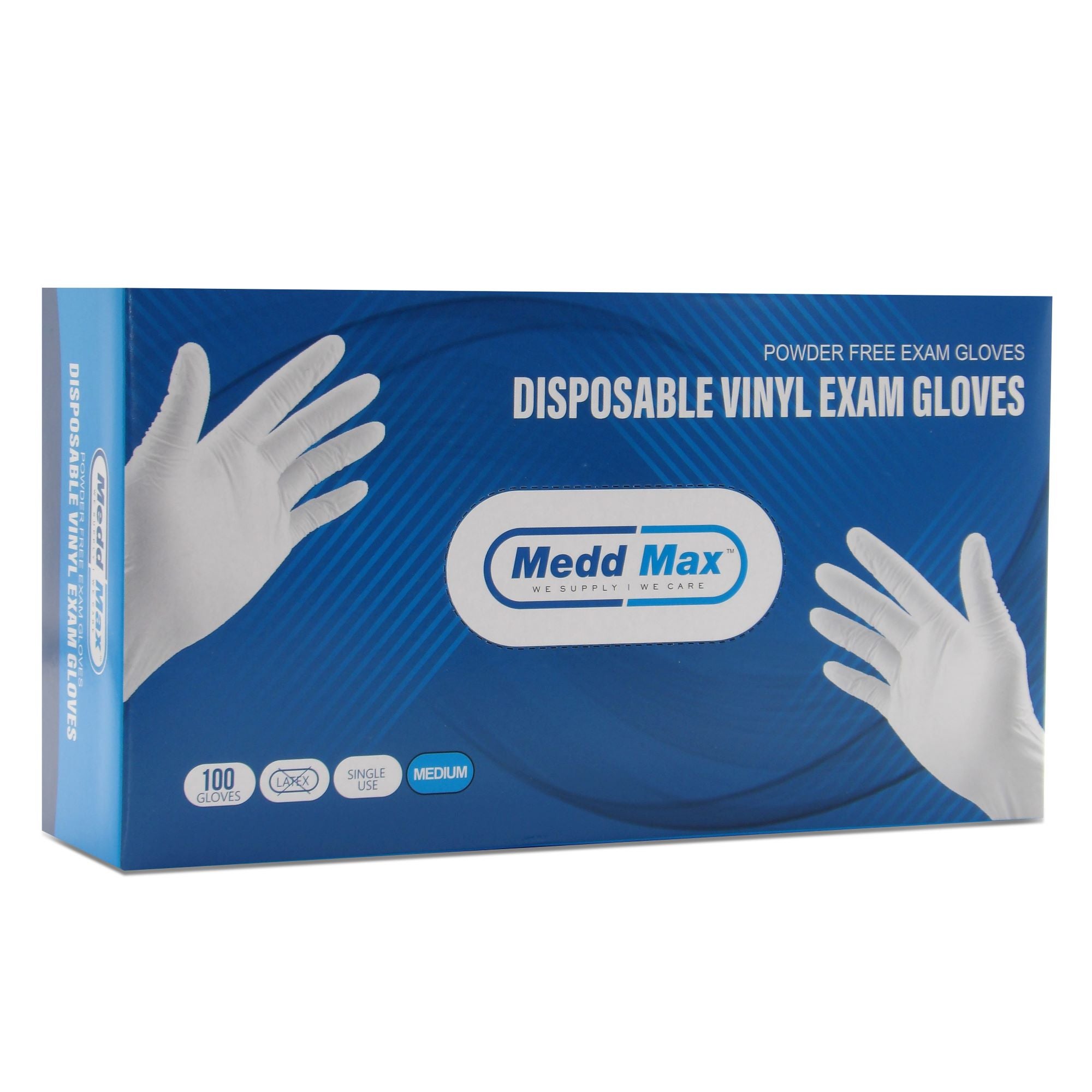 Medd Max LLC - 810028473379 Exam Glove Medd Max™ Medium 1000 per Case NonSterile Vinyl Standard Cuff Length Smooth Clear Not Rated