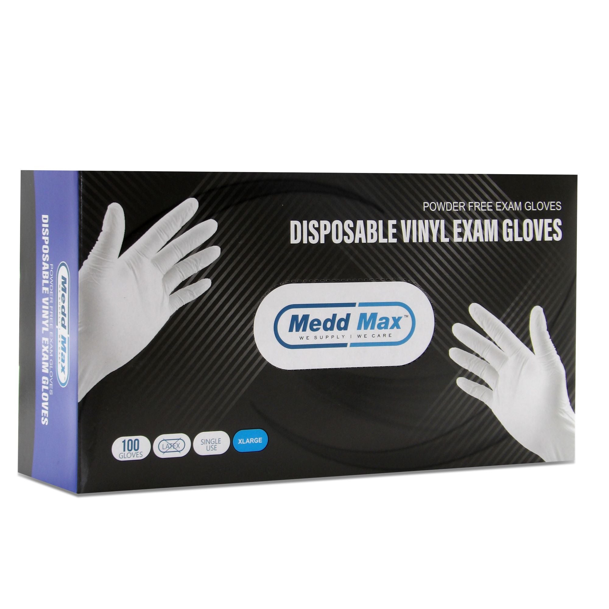 Medd Max LLC - 810028473393 Exam Glove Medd Max™ X-Large 1000 per Case NonSterile Vinyl Standard Cuff Length Smooth Clear Not Rated