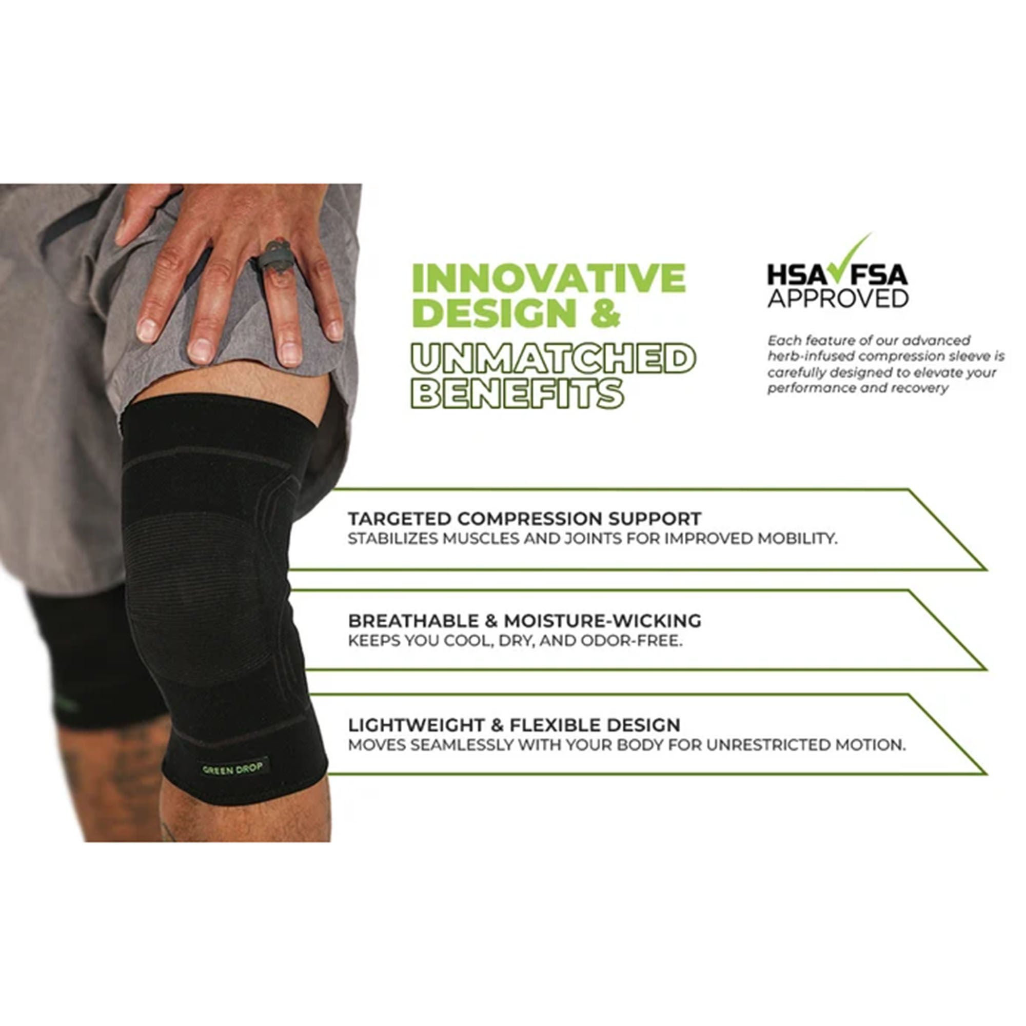 Green Drop Knee Sleeve KNE-1453 by Green Drop Compression