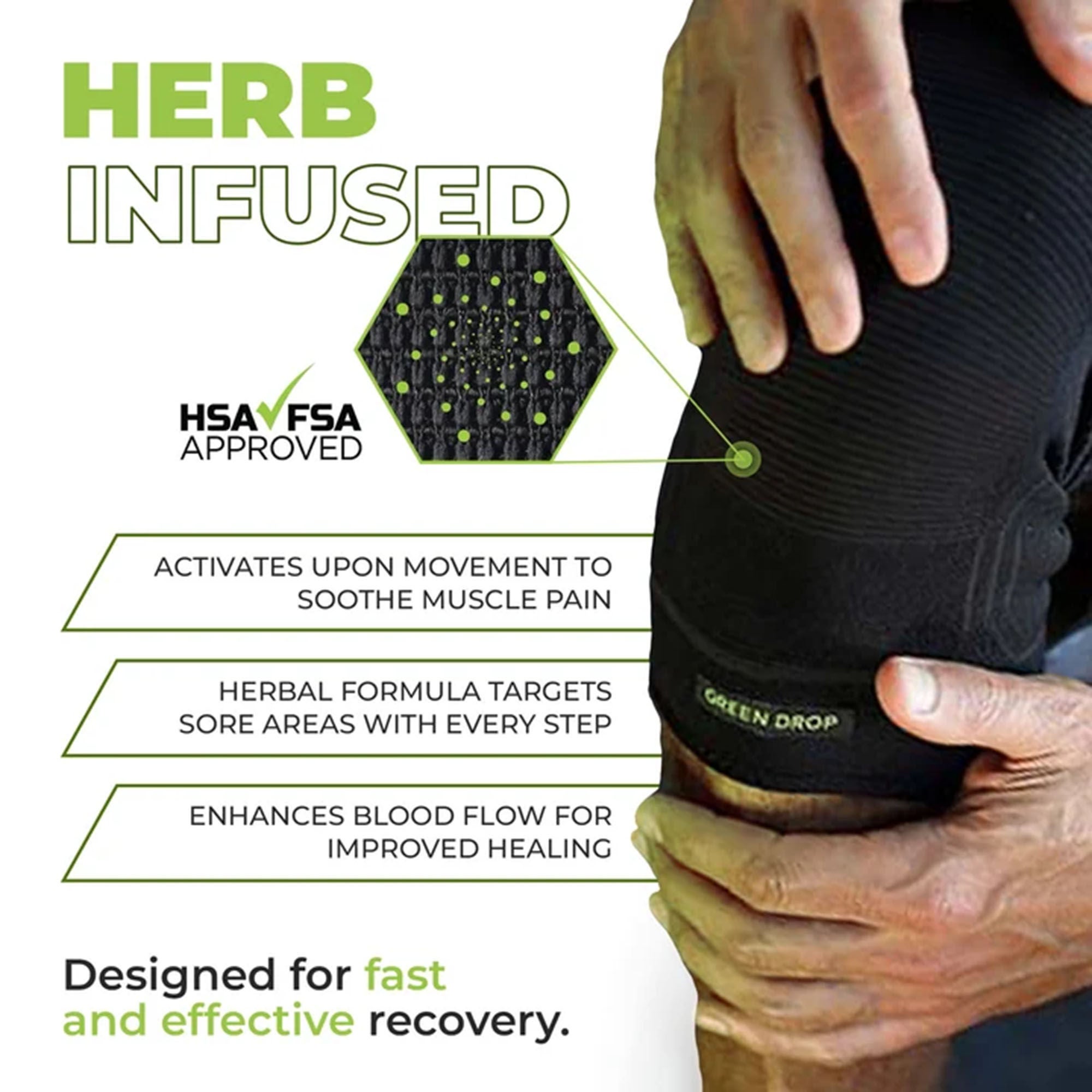 Green Drop Compression LLC - KNE-1453 Green Drop™ Infused Compression Sleeve Knee Support