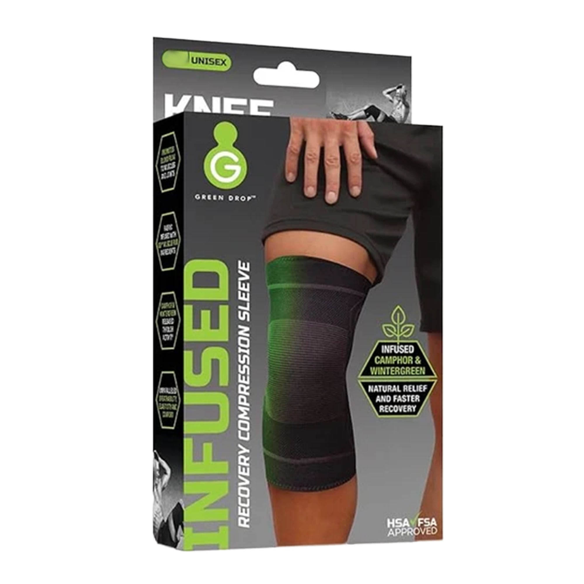Green Drop Compression LLC - KNE-1453 Green Drop™ Infused Compression Sleeve Knee Support