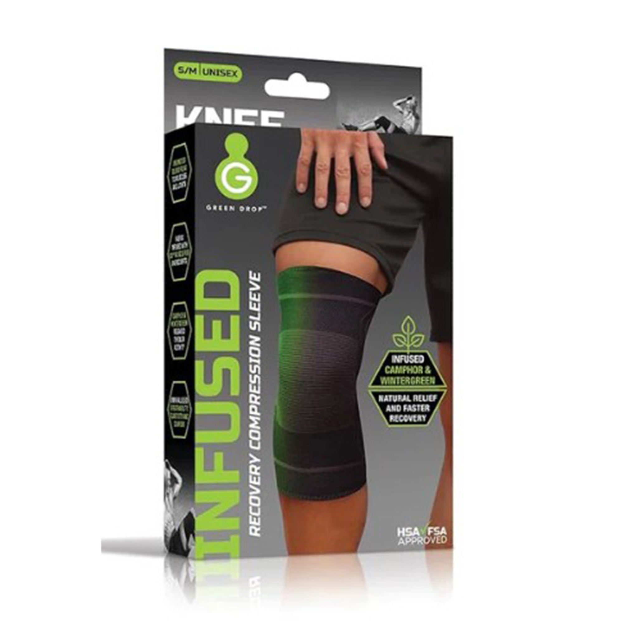 Green Drop Compression LLC - KNE-1452 Knee Sleeve Green Drop™ Small / Medium Pull On 13 to 16 Inch Thigh Circumference Knee