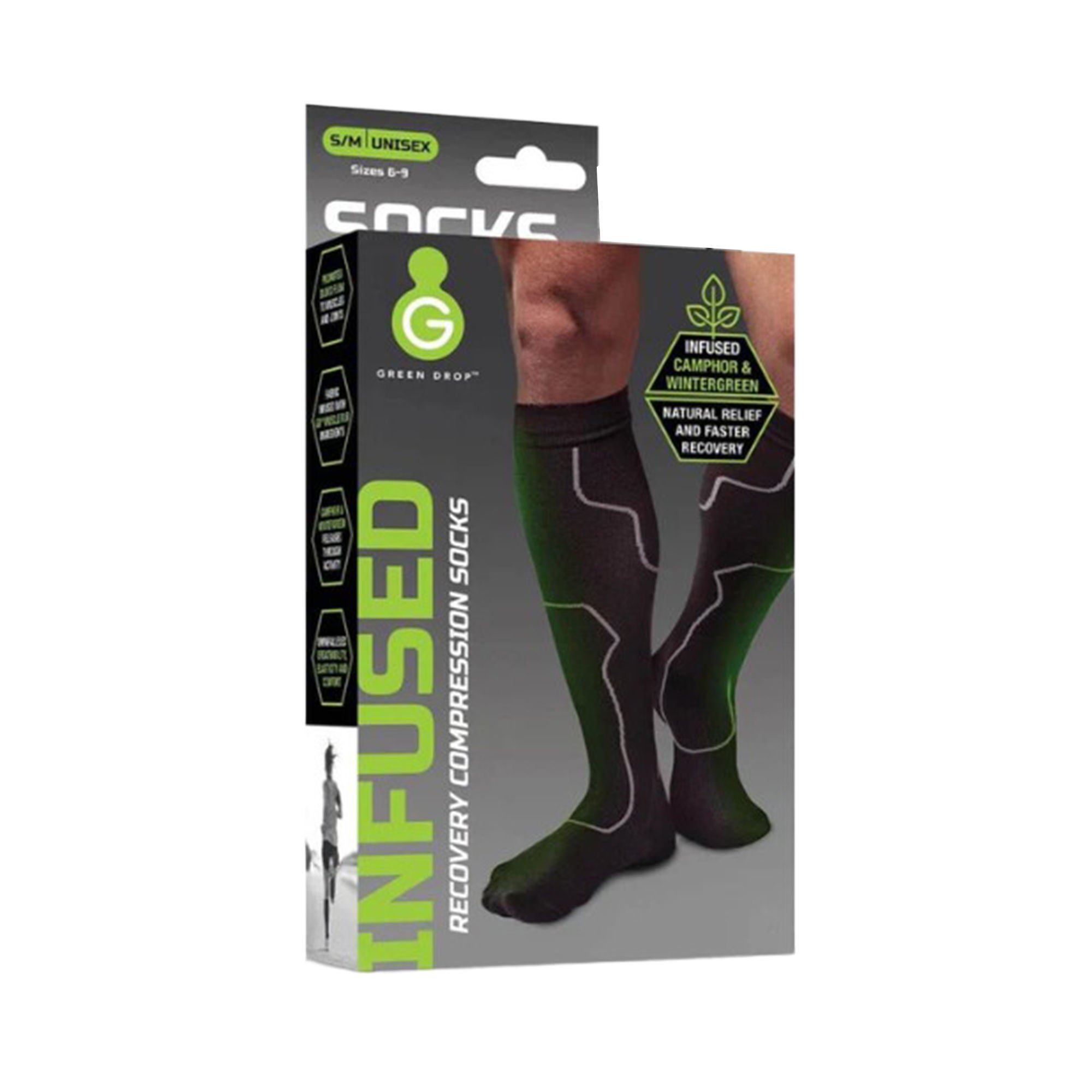 Green Drop Compression LLC - SOX-1454 Compression Socks Green Drop™ Knee High Small / Medium Black Closed Toe