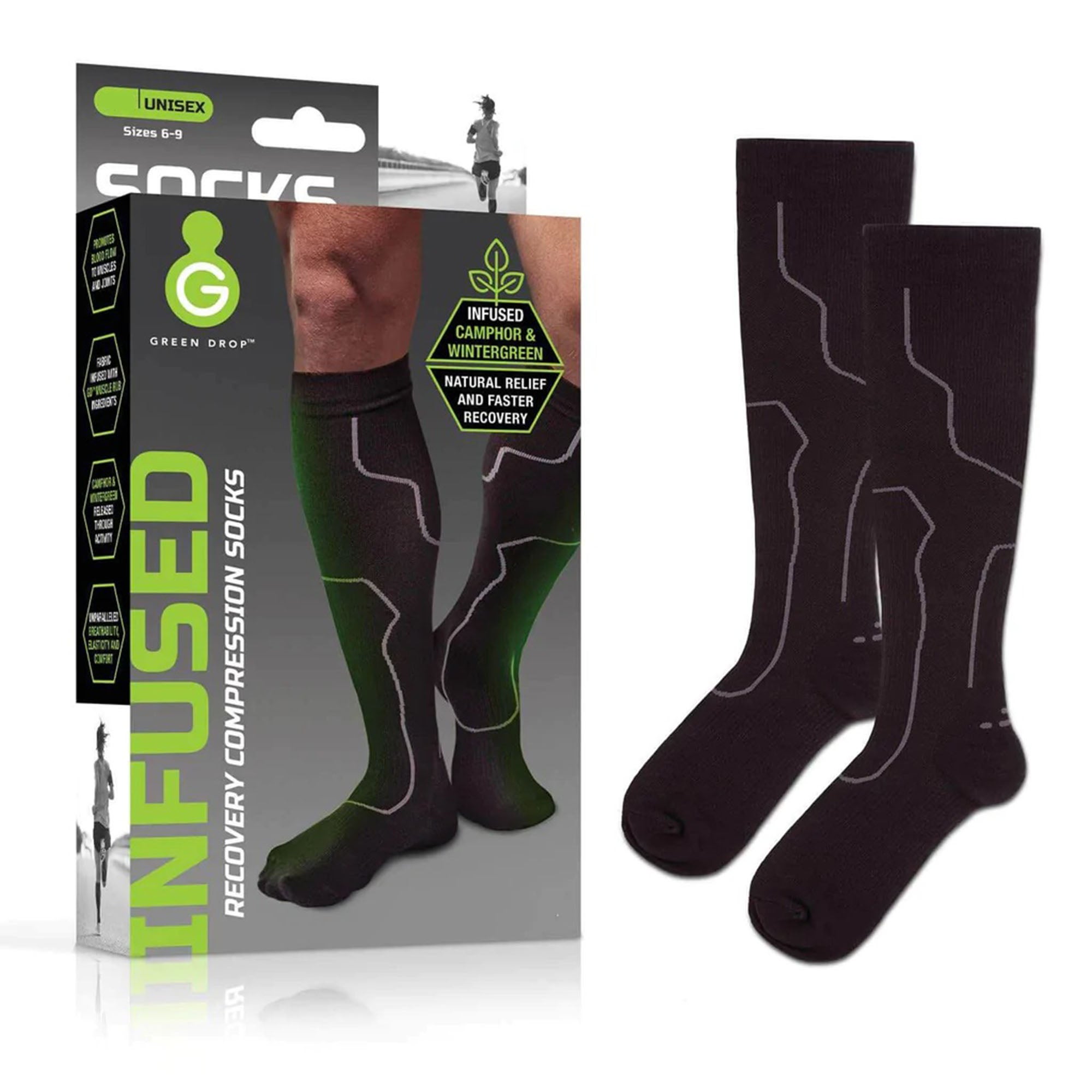 Green Drop Compression LLC - SOX-1455 Green Drop™ Compression Socks – Medical-Grade Infused Support, L/XL