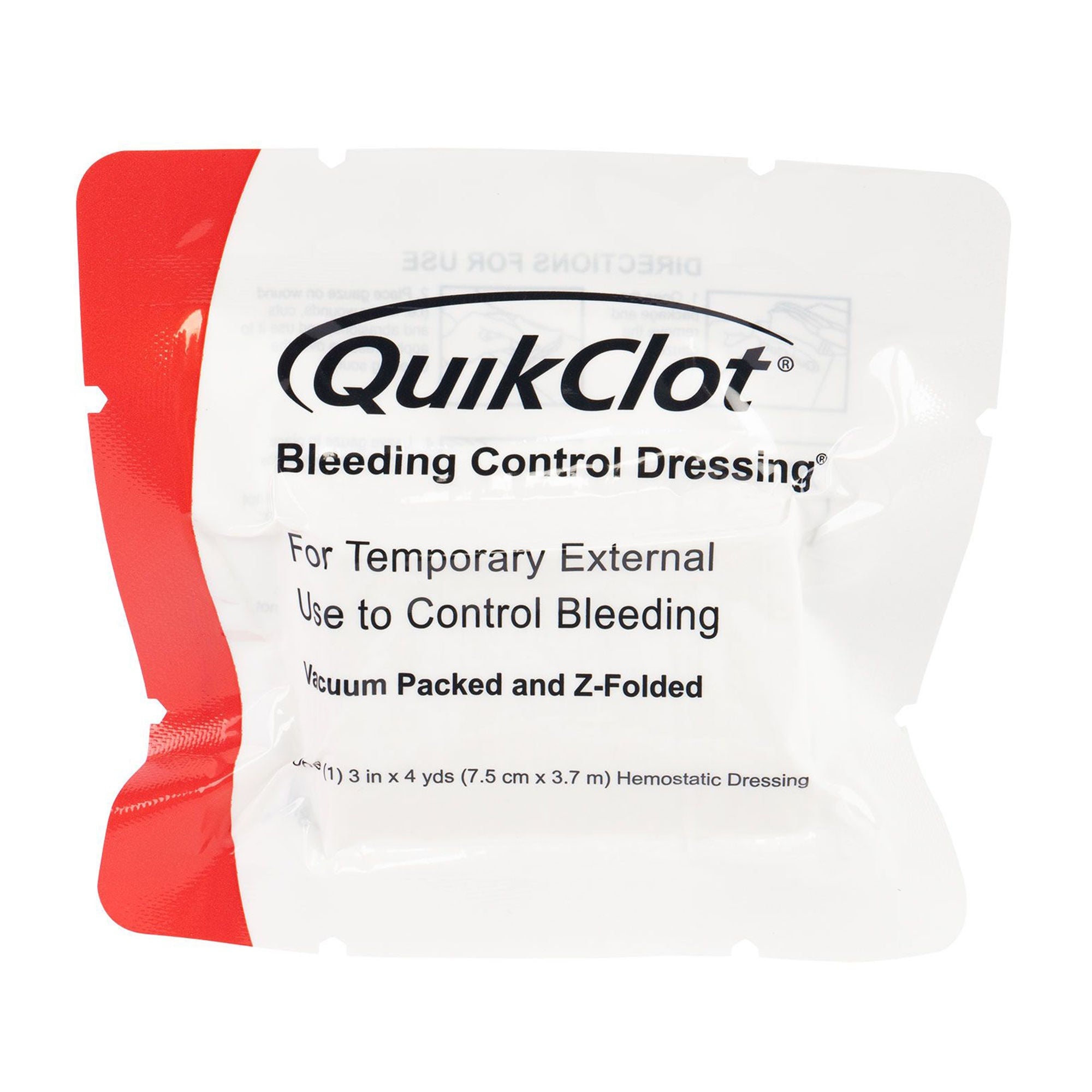 North American Rescue - 30-0161 Hemostatic Dressing QuikClot® Bleeding Control 3 Inch X 4 Yard 1 Count Sterile