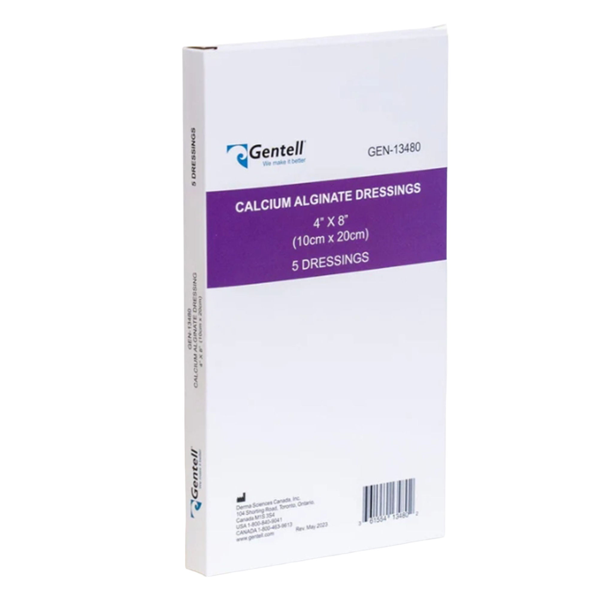 Gentell - GEN-13480 Alginate Dressing Gentell® Calcium Alginate 4 X 8 Inch Rectangle