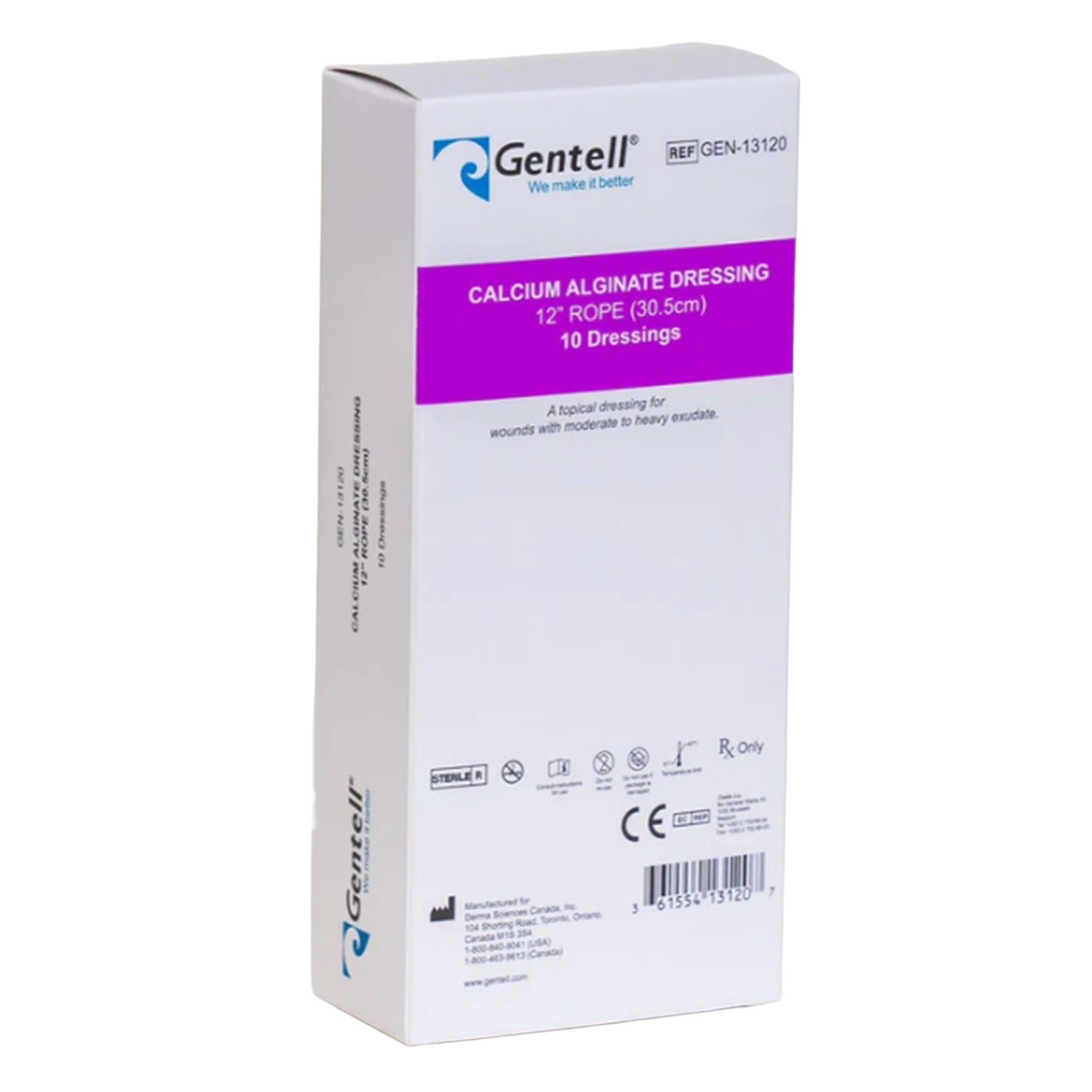 Gentell - GEN-13120 Alginate Dressing Gentell® Calcium Alginate 12 Inch Length Rope