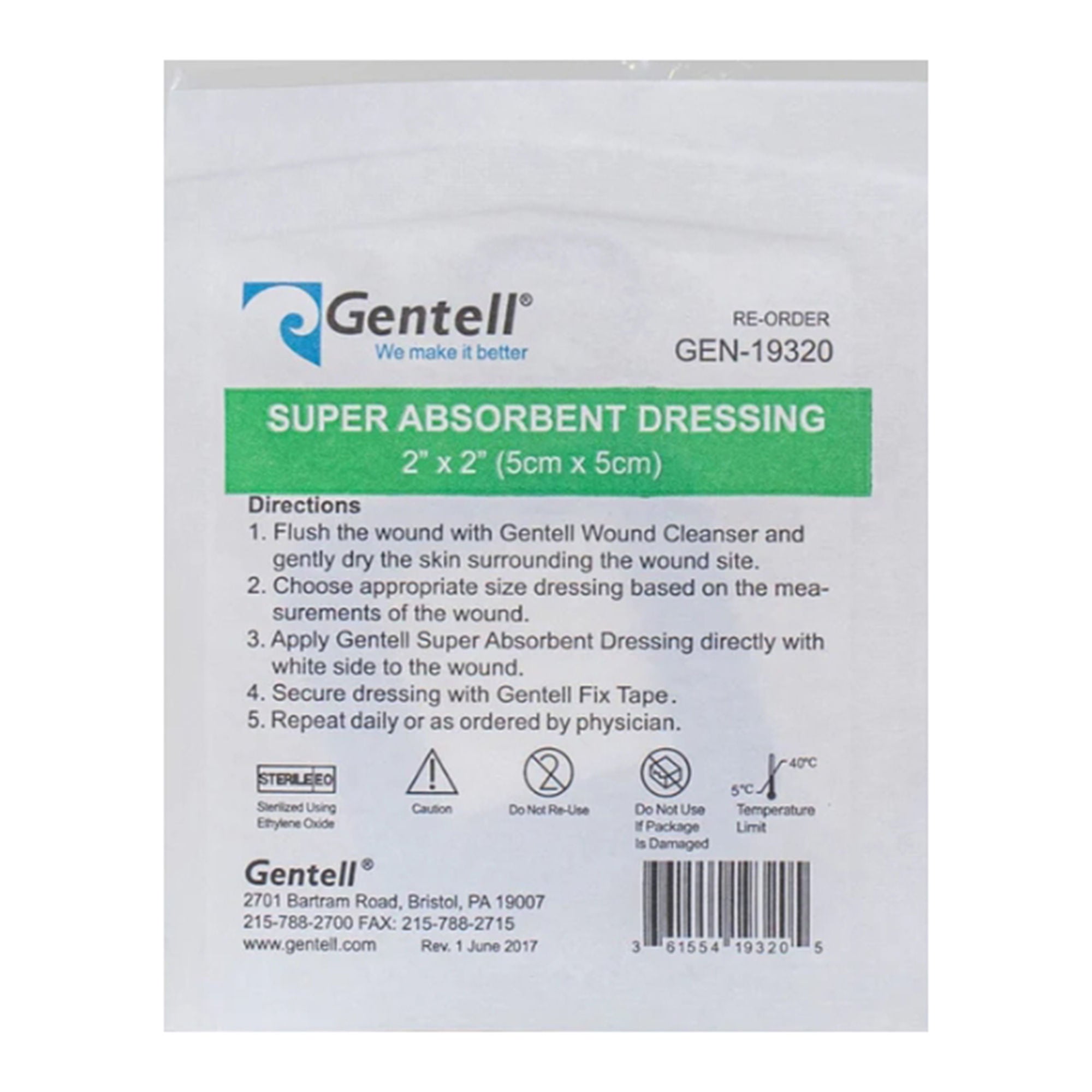 Gentell - GEN-19320 Super Absorbent Dressing Gentell® Square 2 X 2 Inch With Border Sterile
