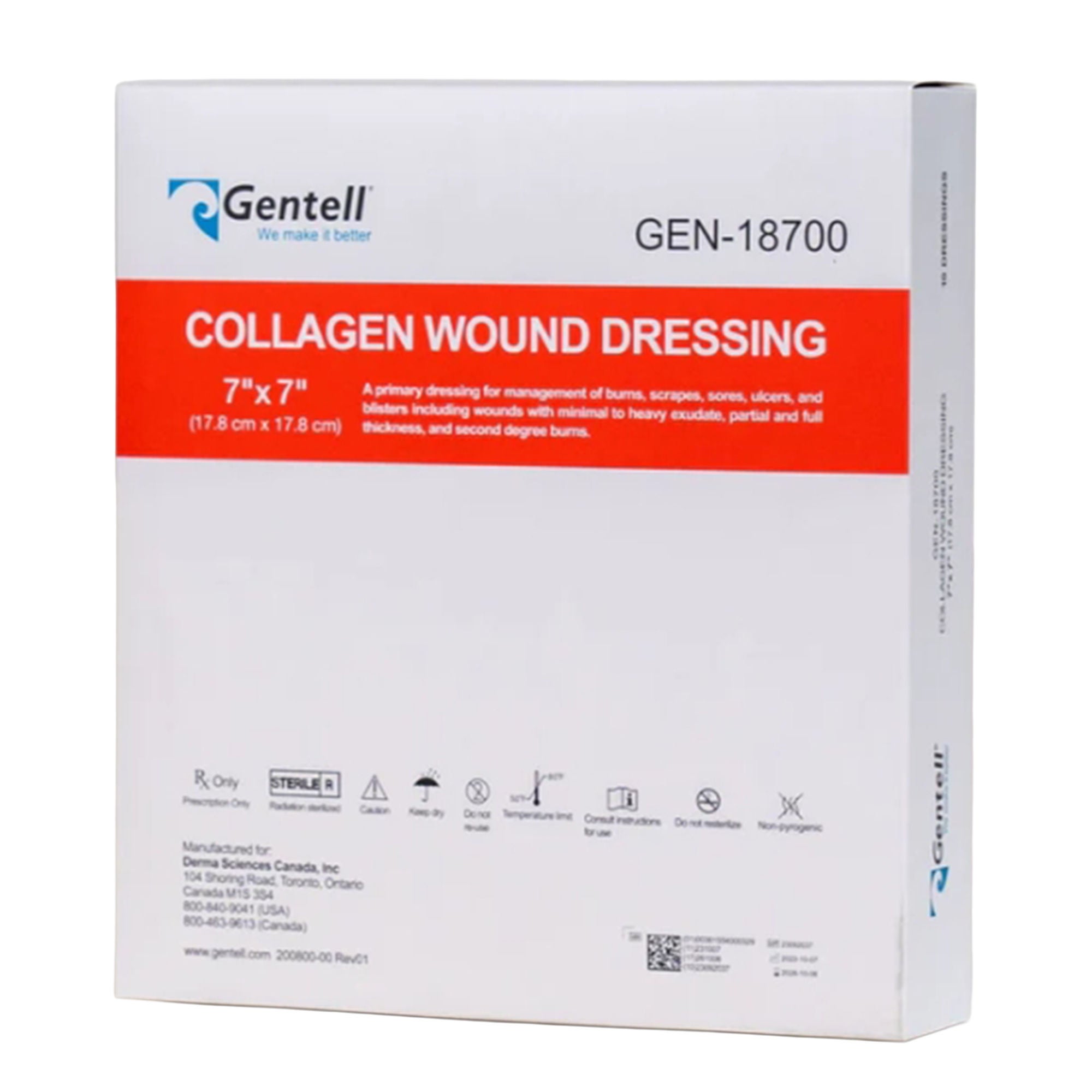 Gentell - GEN-18700 Collagen Dressing Gentell® 7 X 7 Inch Square Sterile