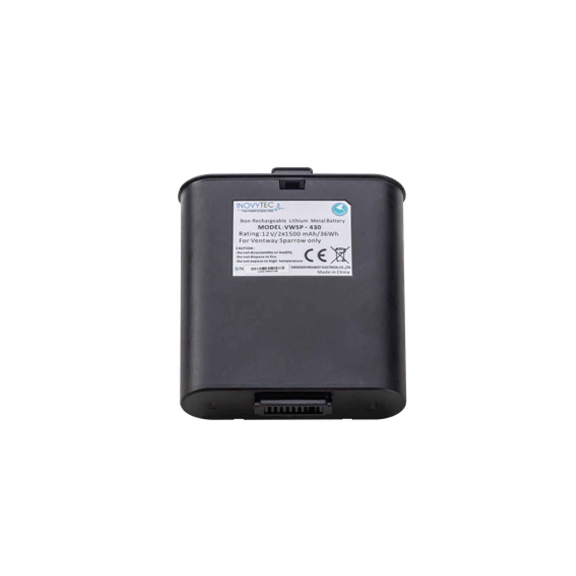 Master Medical Equipment LLC - IVT-VWSP-430 Respriatory Non-Rechargabel Battery Inovytec For Ventway Sparrow Ventilator Nominal Voltage 12V