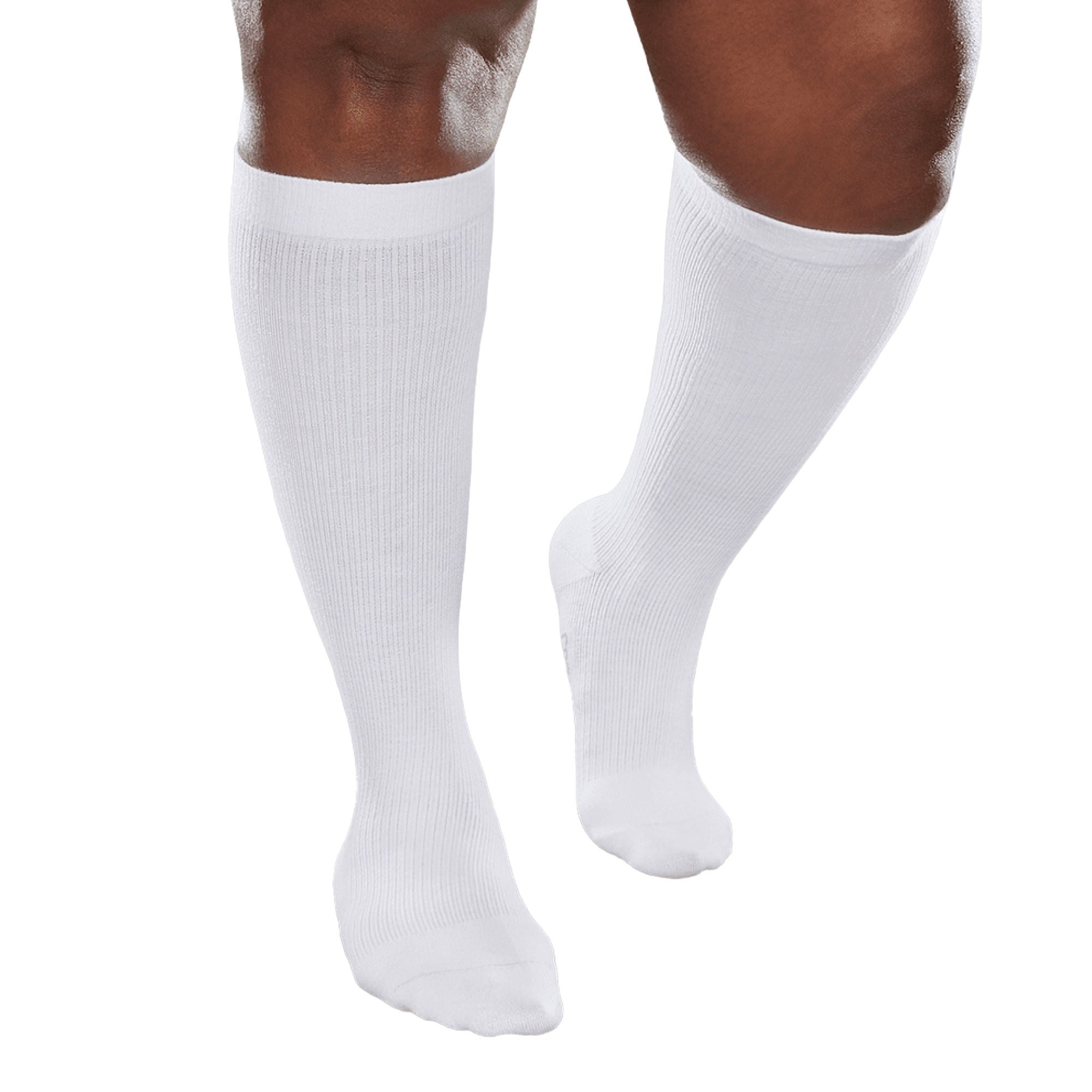 Knit-Rite - 18122 Compression Sock Core-Spun by Therafirm® Knee High Medium White Closed Toe