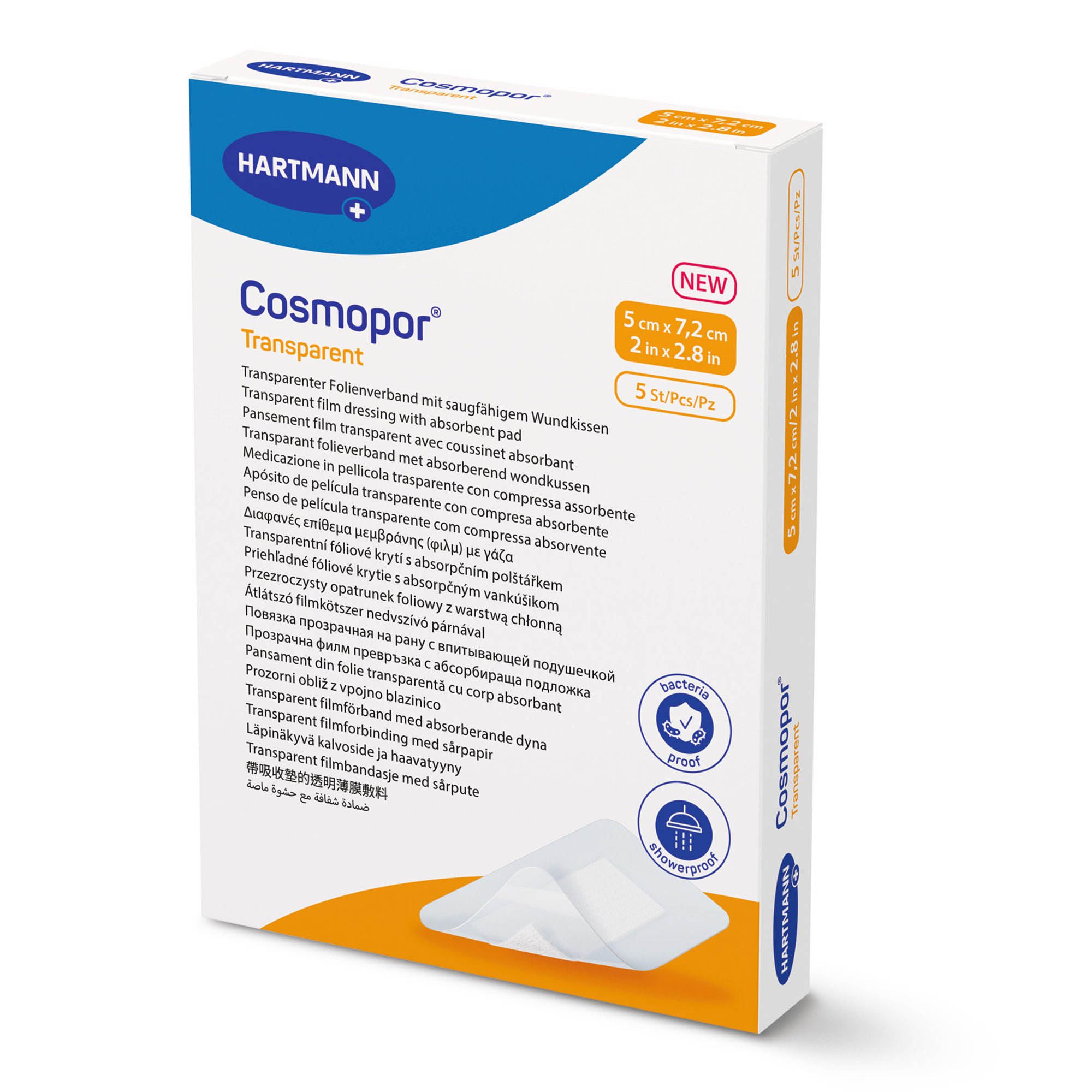 Hartmann - 901050 Transparent Film Dressing with Pad Cosmopor® 2 X 2.8 Inch 4 Tab Delivery Rectangle Sterile