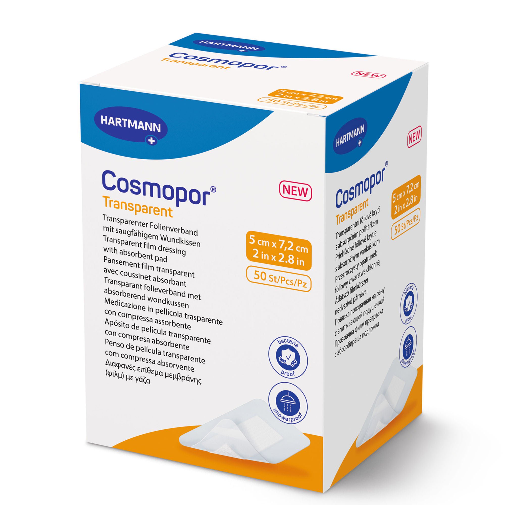 Hartmann - 901051 Transparent Film Dressing with Pad Cosmopor® 2 X 2.8 Inch 4 Tab Delivery Rectangle Sterile