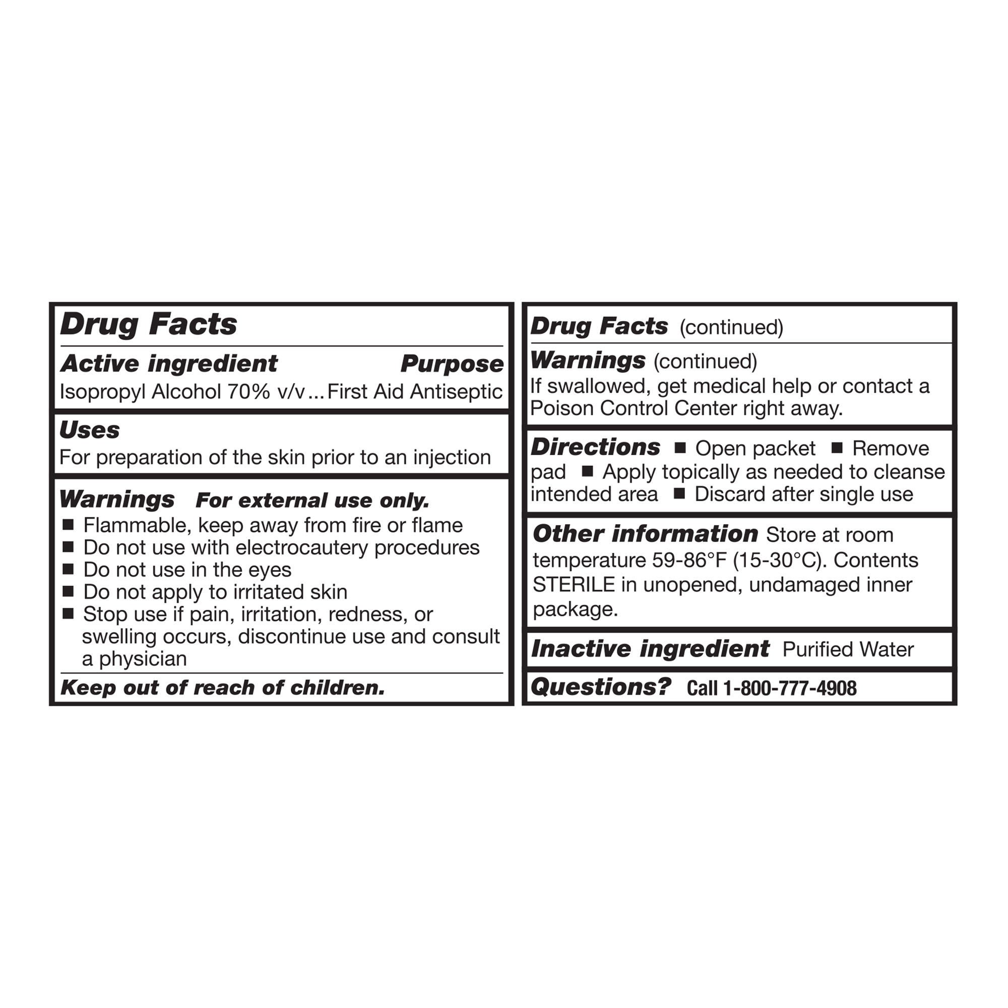 McKesson Brand - 58-EAPPM3000 Alcohol Prep Pad 70% Strength Isopropyl Individual Packet Medium Sterile