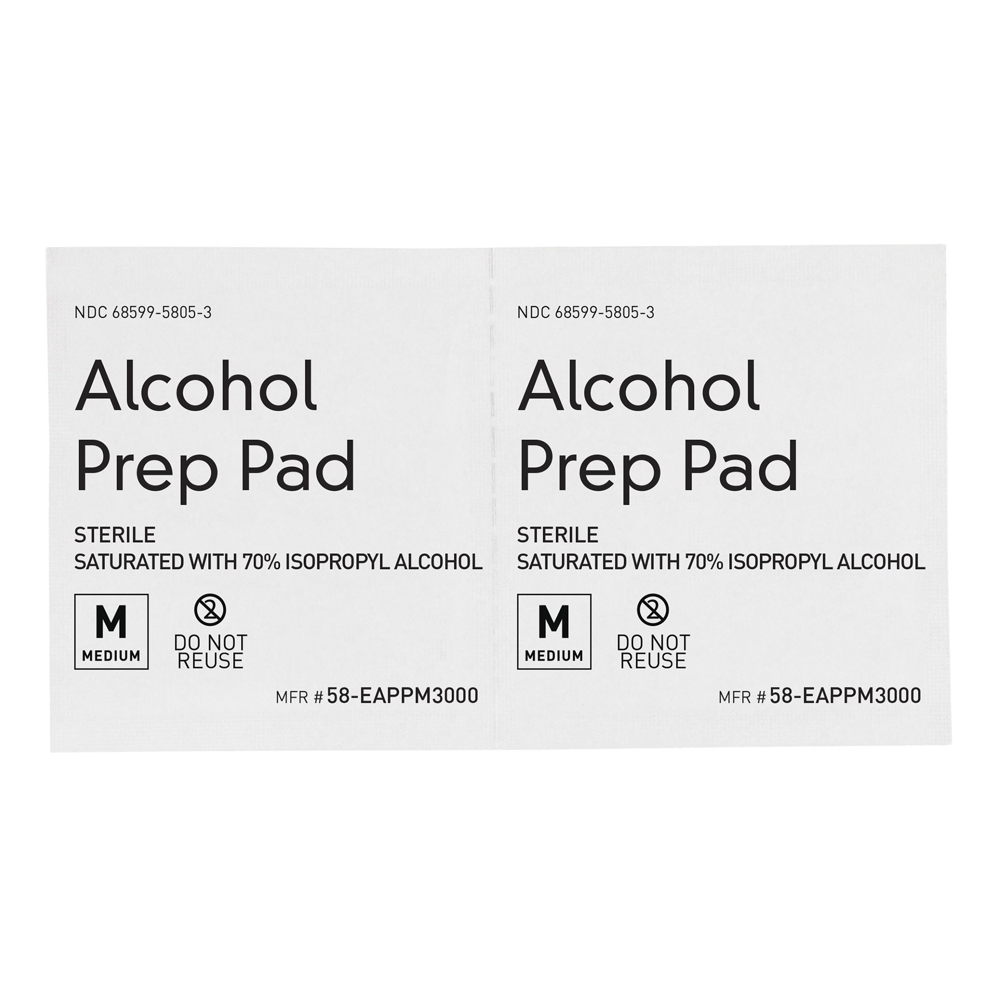McKesson Brand - 58-EAPPM3000 Alcohol Prep Pad 70% Strength Isopropyl Individual Packet Medium Sterile
