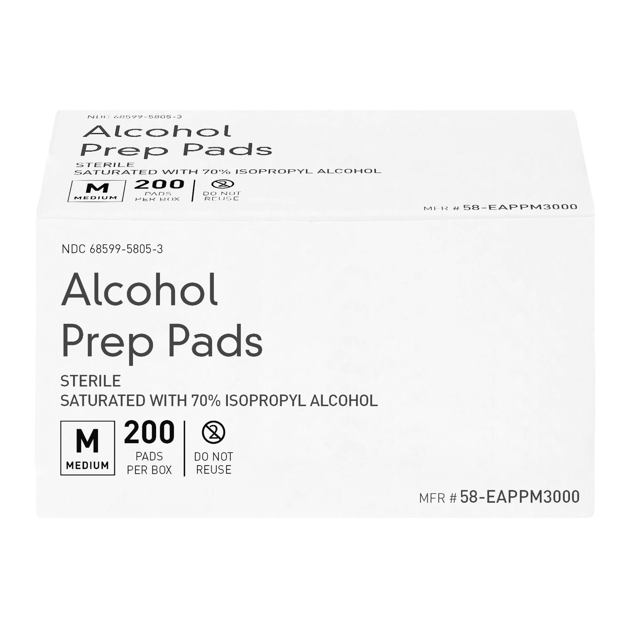 McKesson Brand - 58-EAPPM3000 Alcohol Prep Pad 70% Strength Isopropyl Individual Packet Medium Sterile