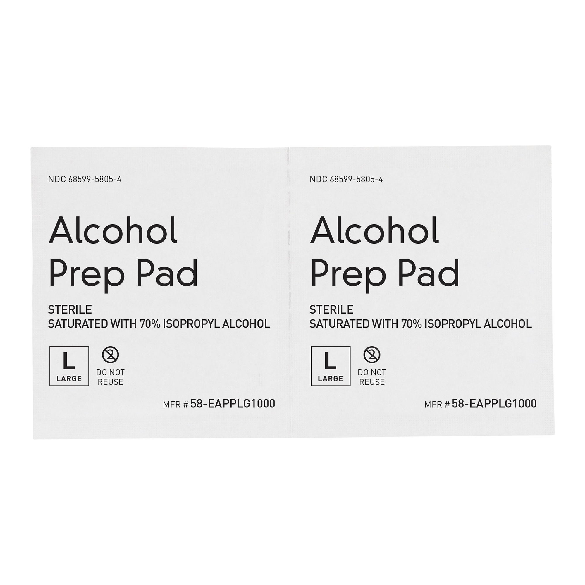 McKesson Brand - 58-EAPPLG1000 Alcohol Prep Pad 70% Strength Isopropyl Alcohol Individual Packet Large Sterile