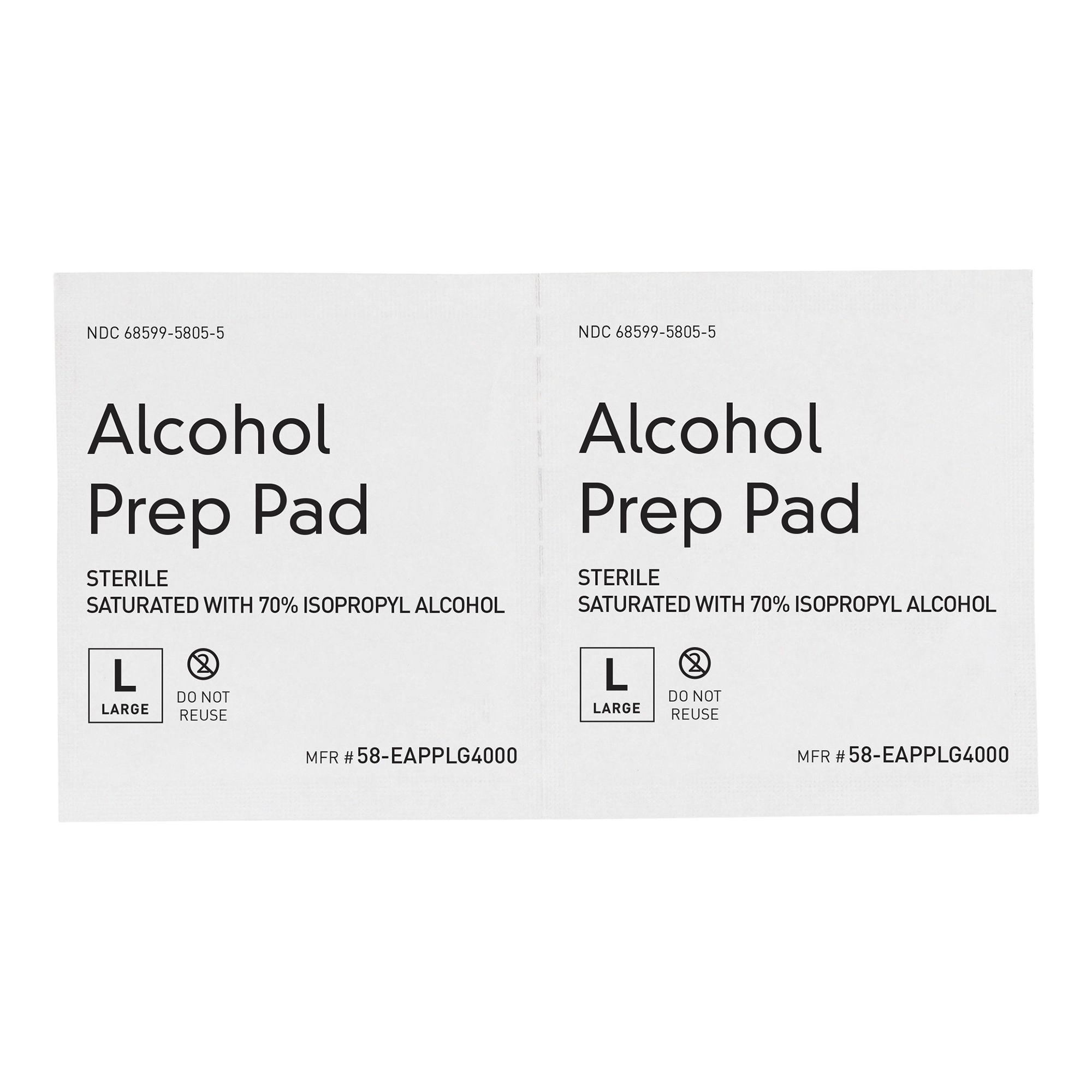 McKesson Brand - 58-EAPPLG4000 Alcohol Prep Pad 70% Strength Isopropyl Alcohol Individual Packet Large Sterile