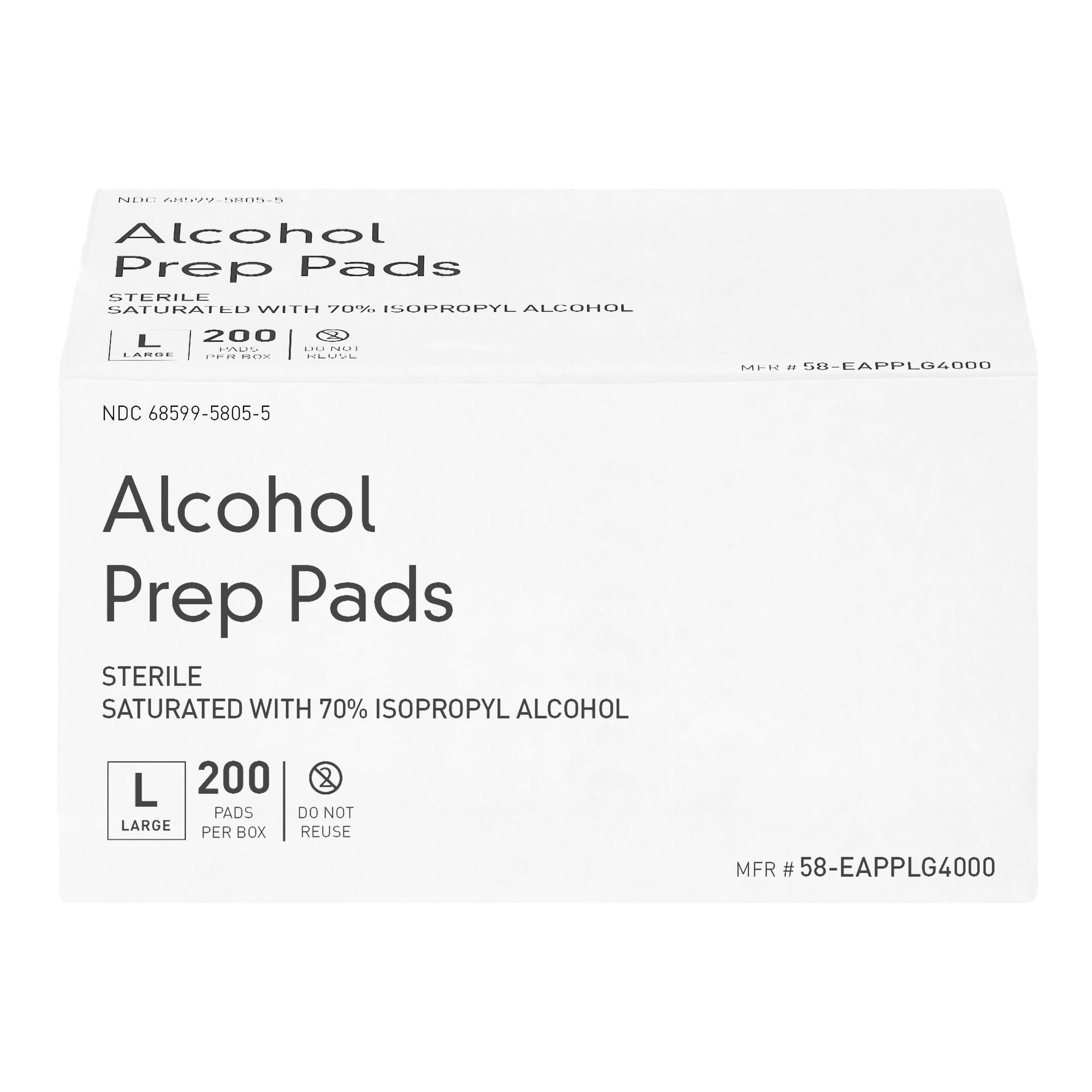 McKesson Brand - 58-EAPPLG4000 Alcohol Prep Pad 70% Strength Isopropyl Alcohol Individual Packet Large Sterile