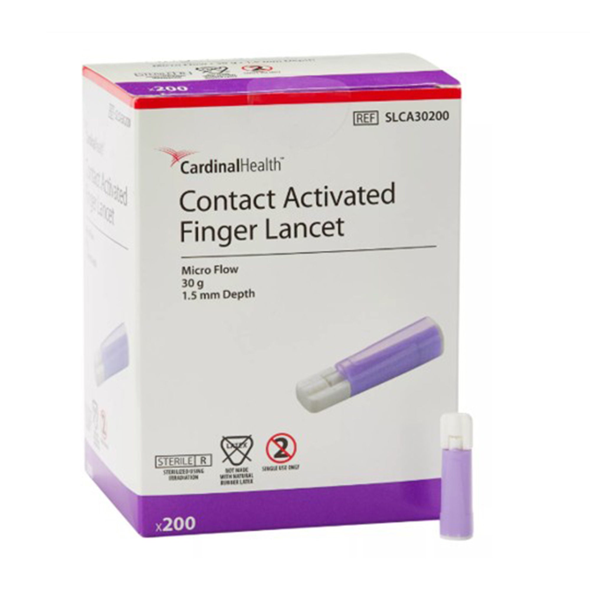 Cardinal - SLCA30200 Safety Lancet Cardinal Health™ 30 Gauge 1.5 mm Blade Pressure Activated Finger