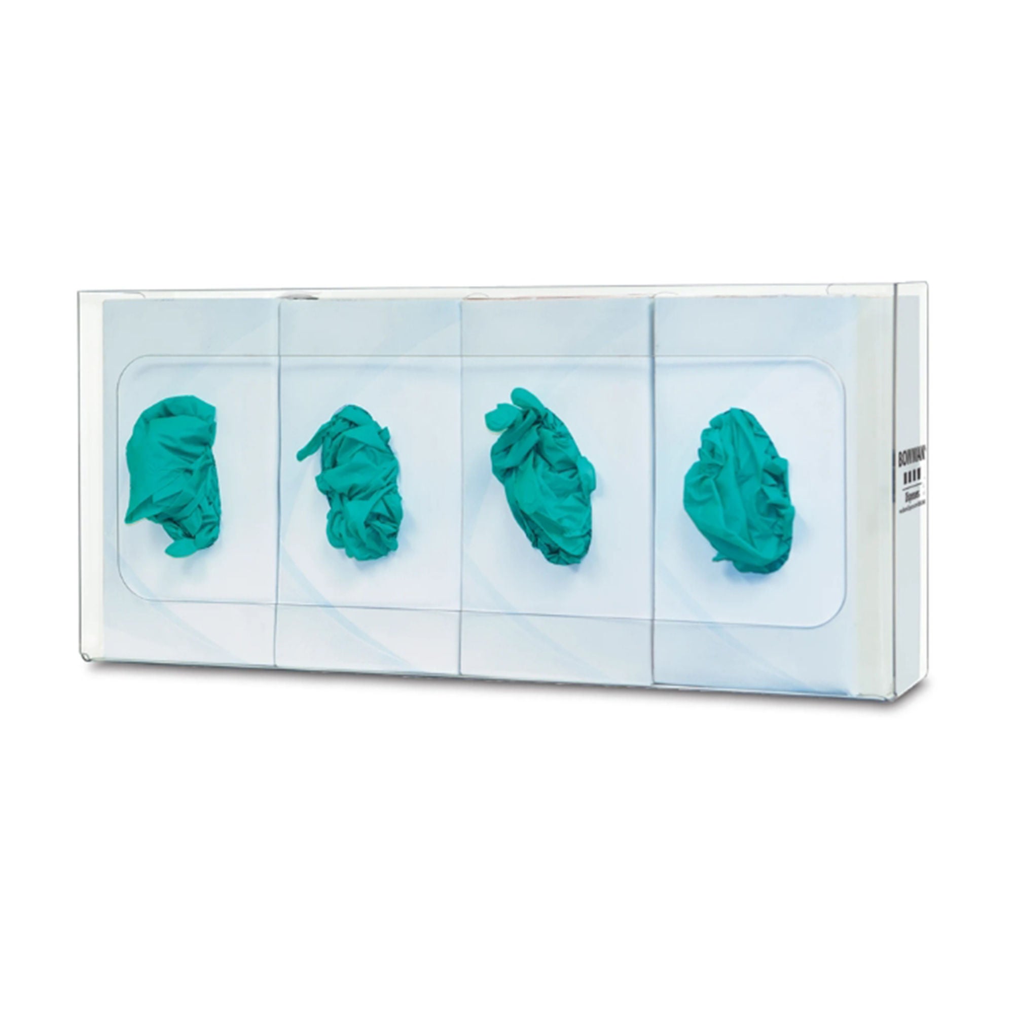 Bowman Manufacturing - GP-061 Quad Glove Dispenser Bowman Wall Mount 4 Boxes Clear 22.45 W X 10.03 H X 3.88 D Inch PETG Plastic