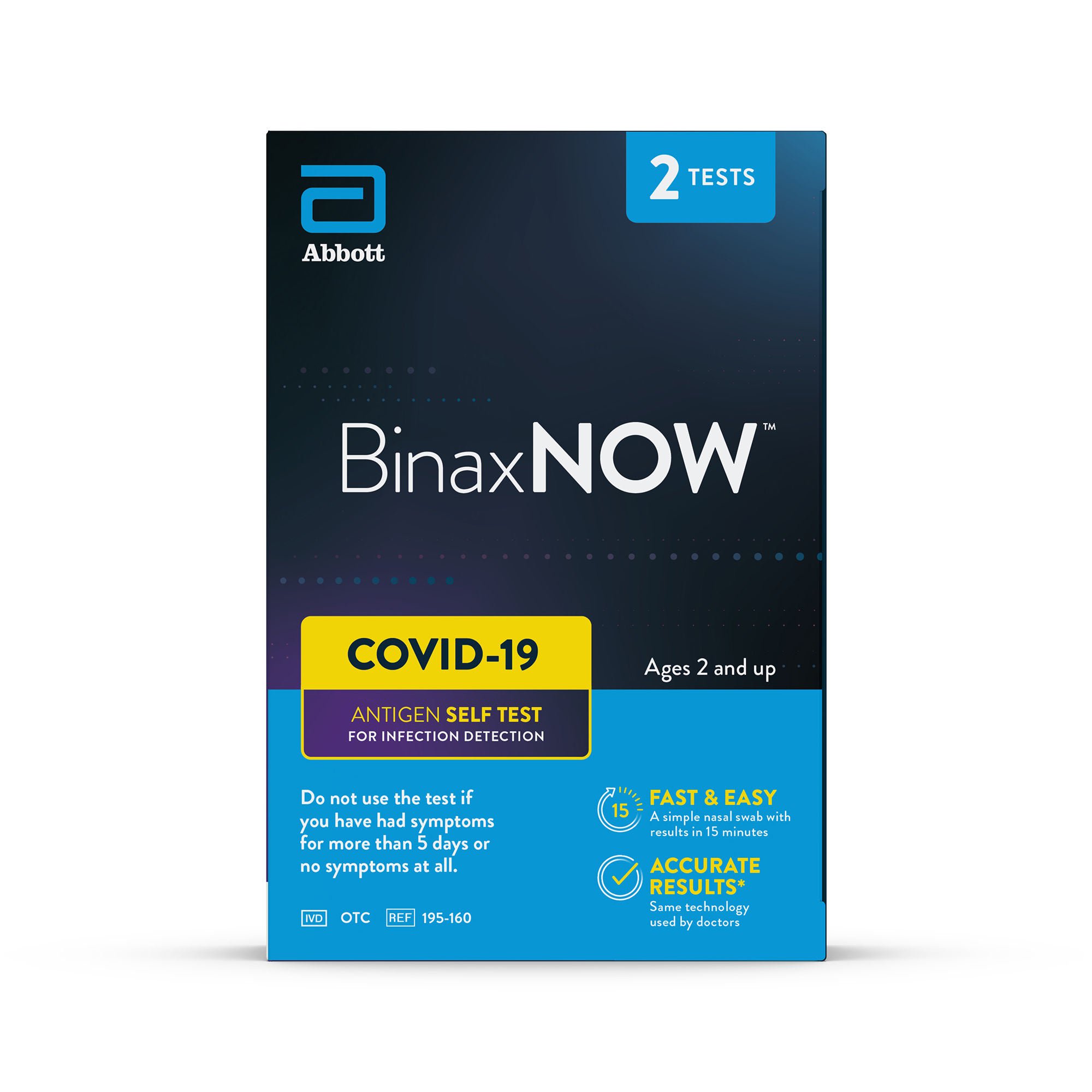 Abbott Rapid Dx North America LLC - 195360 Respiratory Test Kit BinaxNOW™ COVID-19 Antigen Self Test 2 Test per Kit