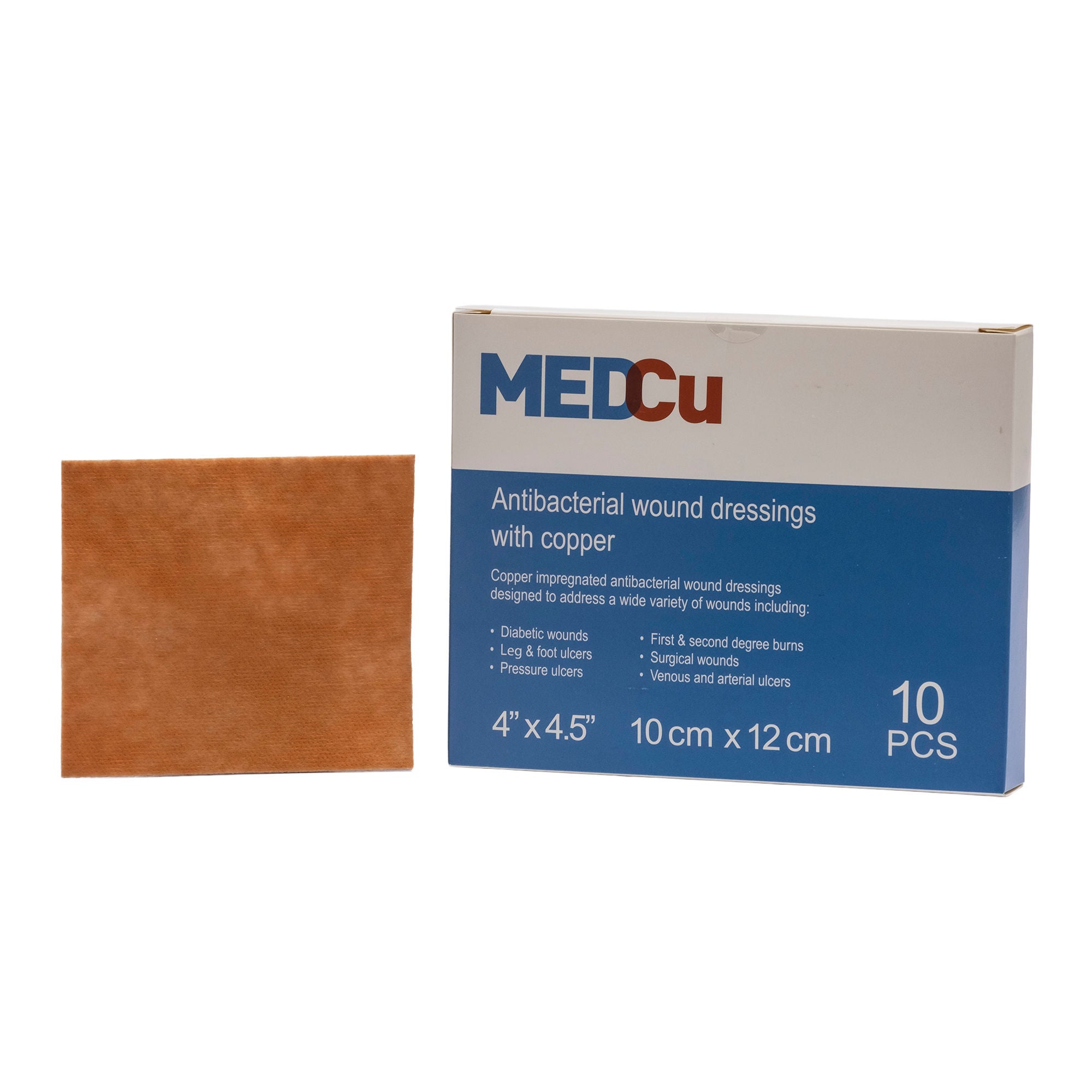 MedCu Technologies Ltd - 2C-1012-01 Copper Impregnated Dressing MEDCu Rectangle 4 X 4-1/2 Inch Sterile