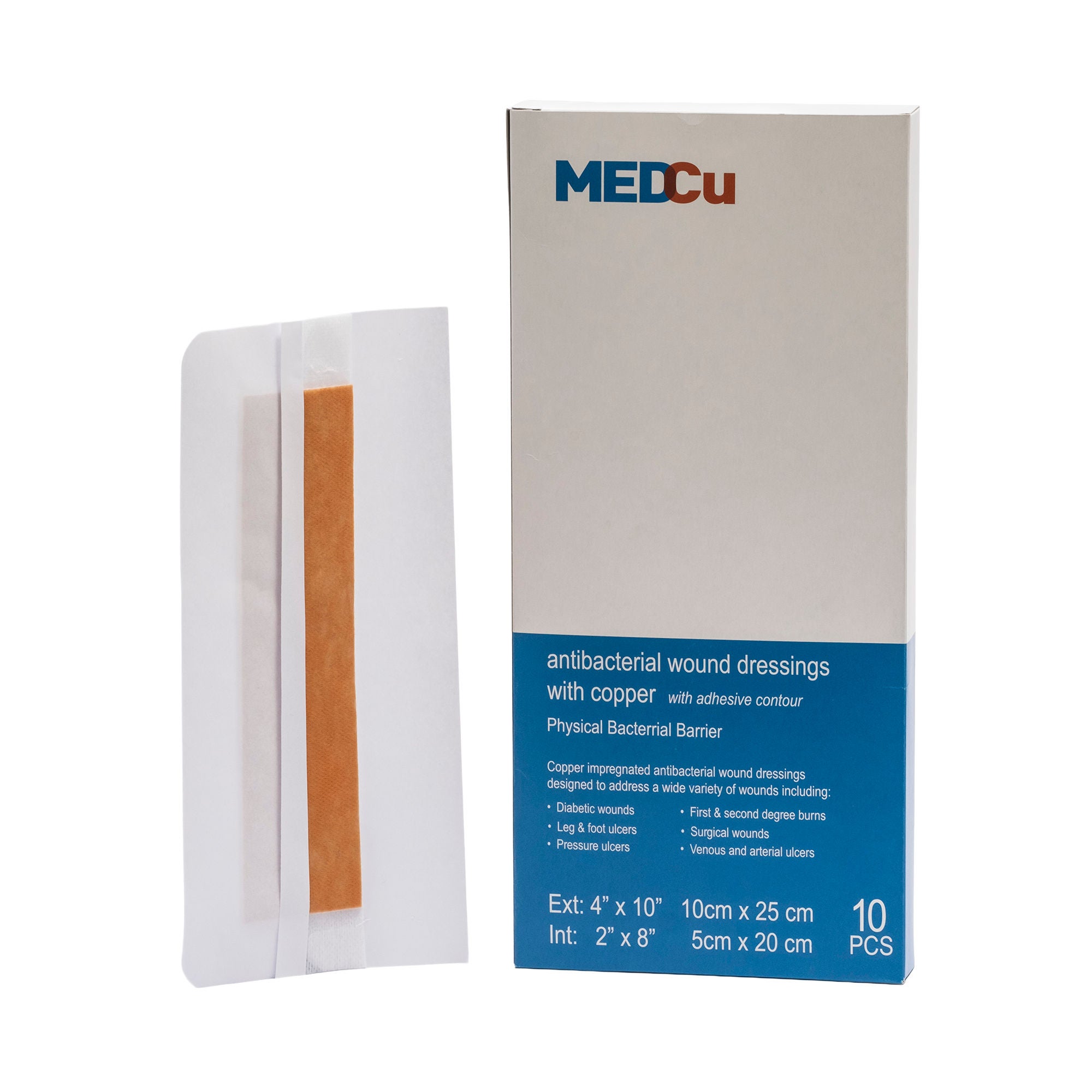 MedCu Technologies Ltd - 2C-1025-01A Copper Impregnated Dressing MEDCu Rectangle 4 X 10 Inch Sterile
