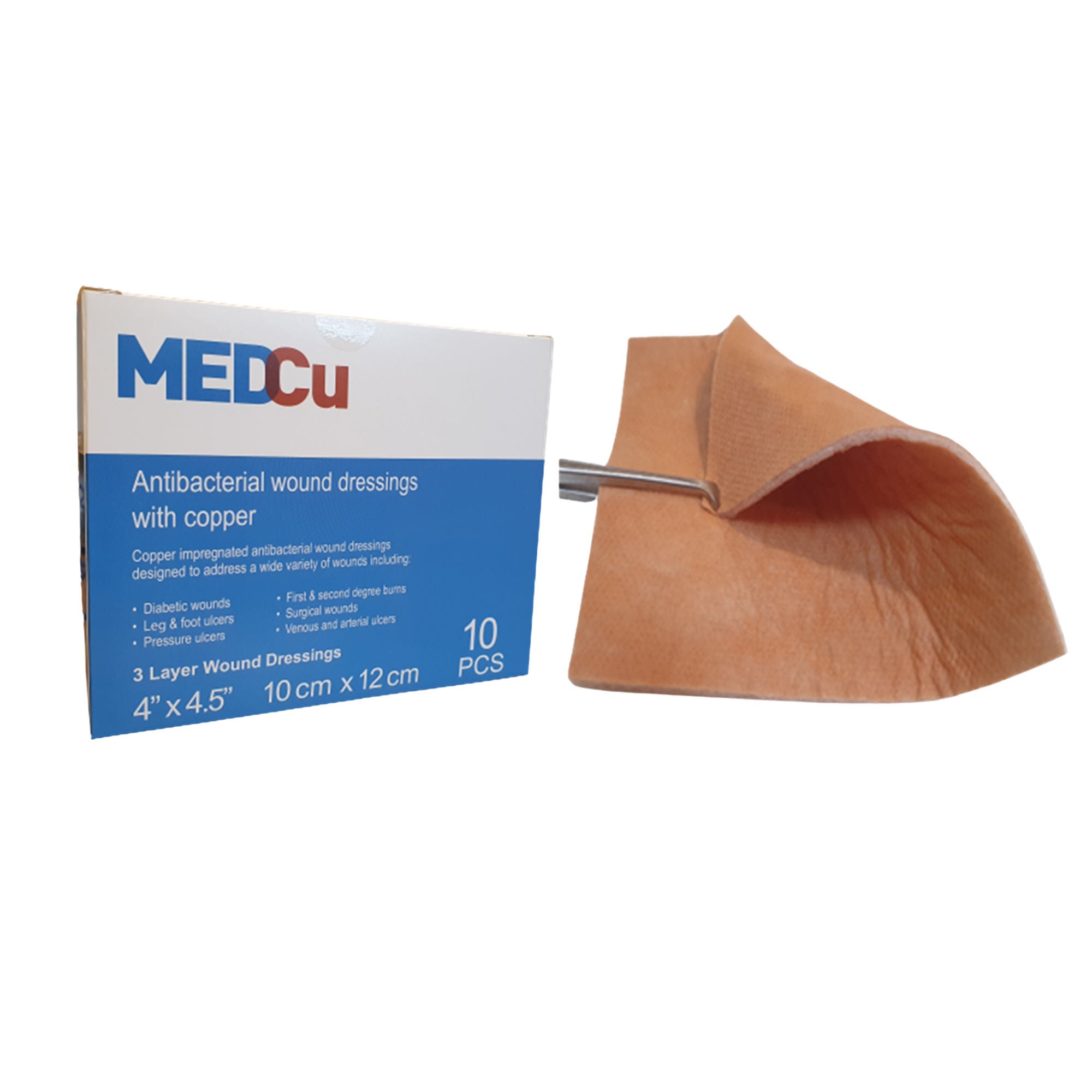 MedCu Technologies Ltd - 3C-1012-01 Copper Impregnated Dressing MEDCu Rectangle 4 X 4-1/2 Inch Sterile