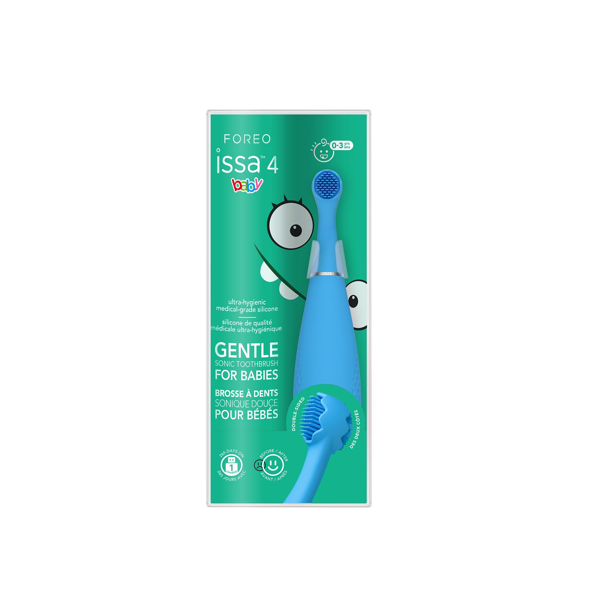 Foreo Inc - F3065 Sonic Toothbrush issa™ 4 baby Bubble Blue Dino Ages Birth to 3 Years Silicone
