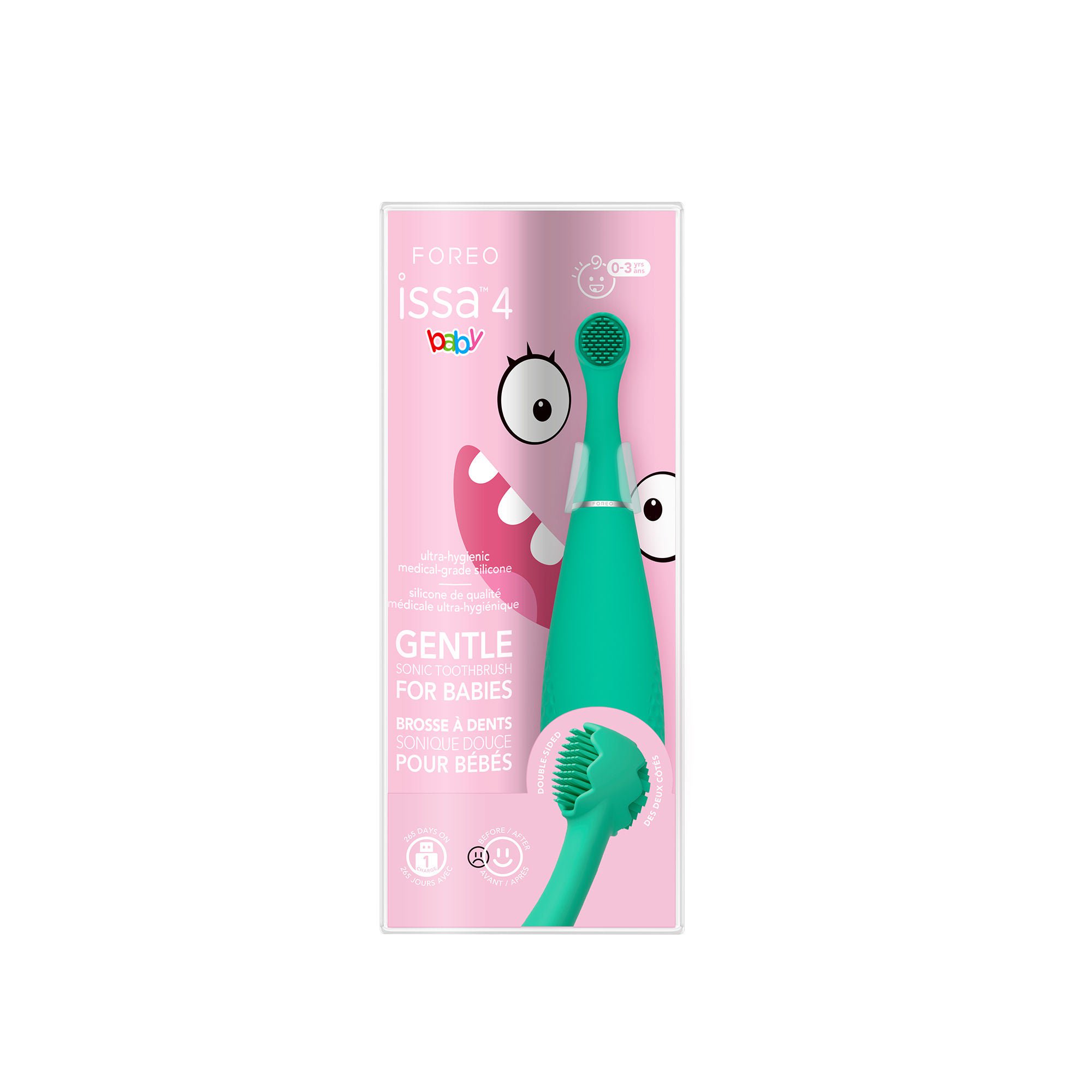 Foreo Inc - F3072 Sonic Toothbrush issa™ 4 baby Kiwi Green Panda Ages Birth to 3 Years Silicone