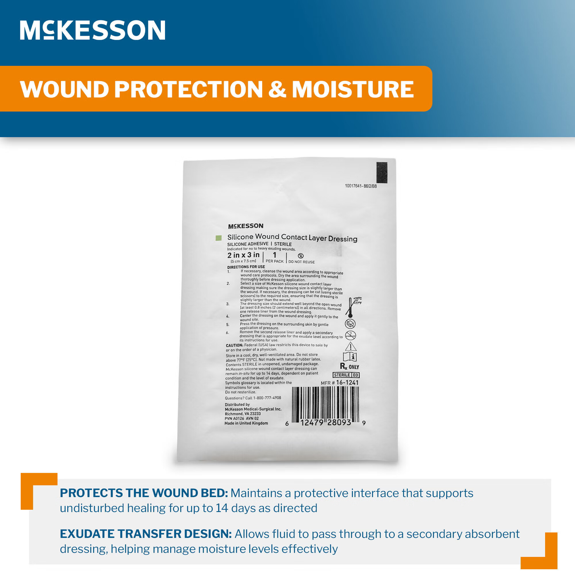 McKesson Brand - 16-1241 Wound Contact Layer Dressing McKesson 2 X 3 Inch Sterile