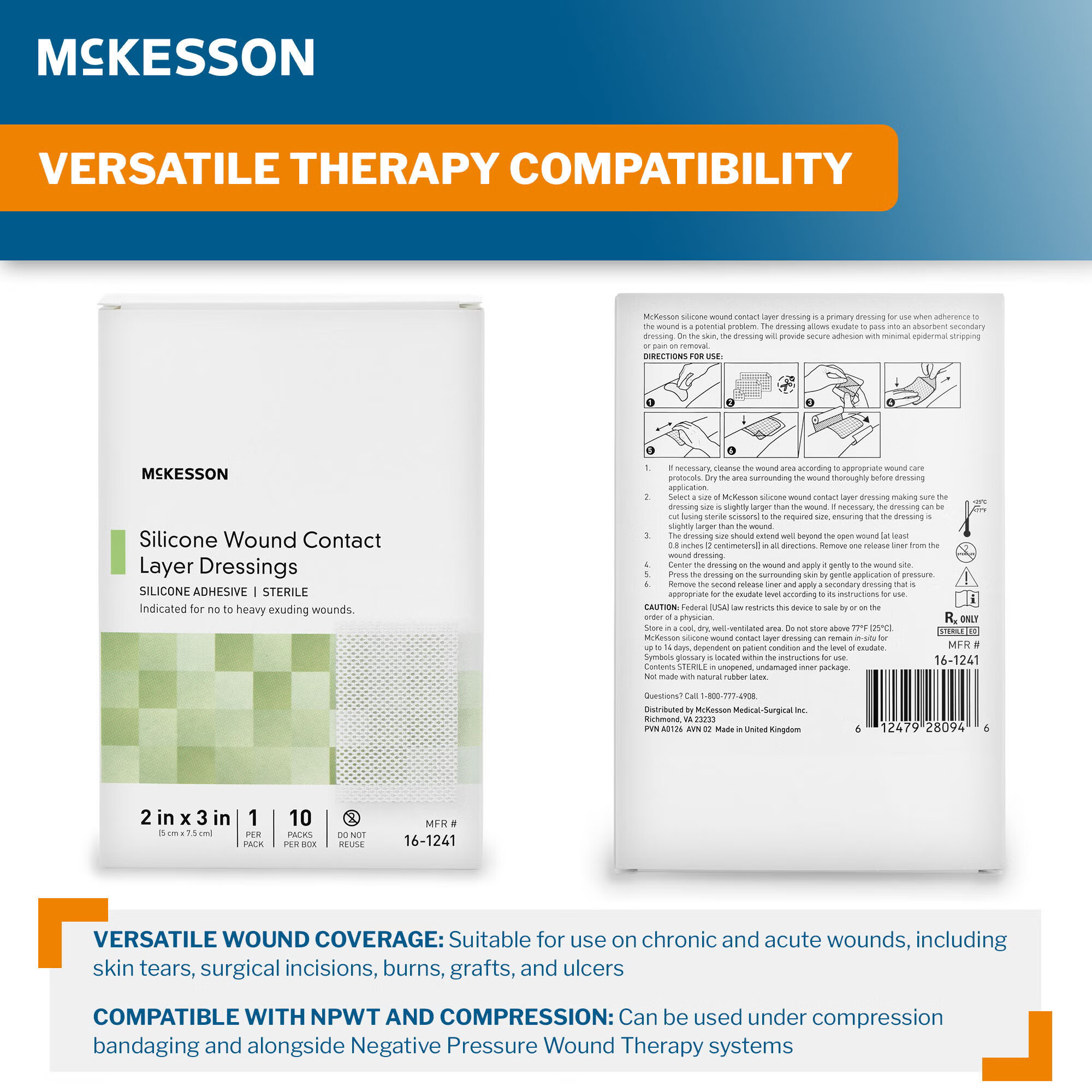 McKesson Brand - 16-1241 Wound Contact Layer Dressing McKesson 2 X 3 Inch Sterile